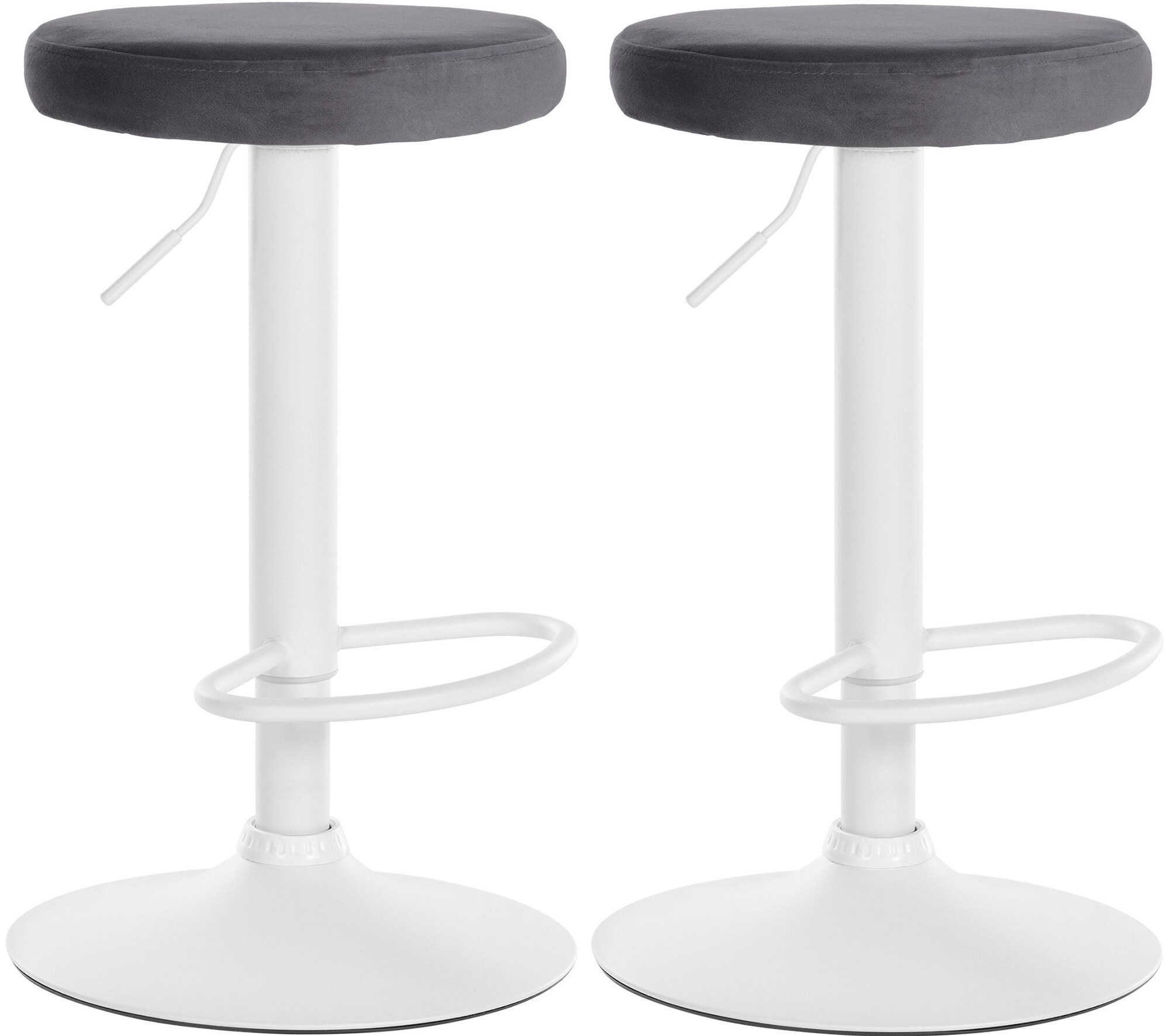 CLP 2er Set Barhocker Ponte Samt I Drehbarer Thekenhocker I H&ouml;henverstellbarer Hocker I K&uuml;chenhocker mit Metallgestell 