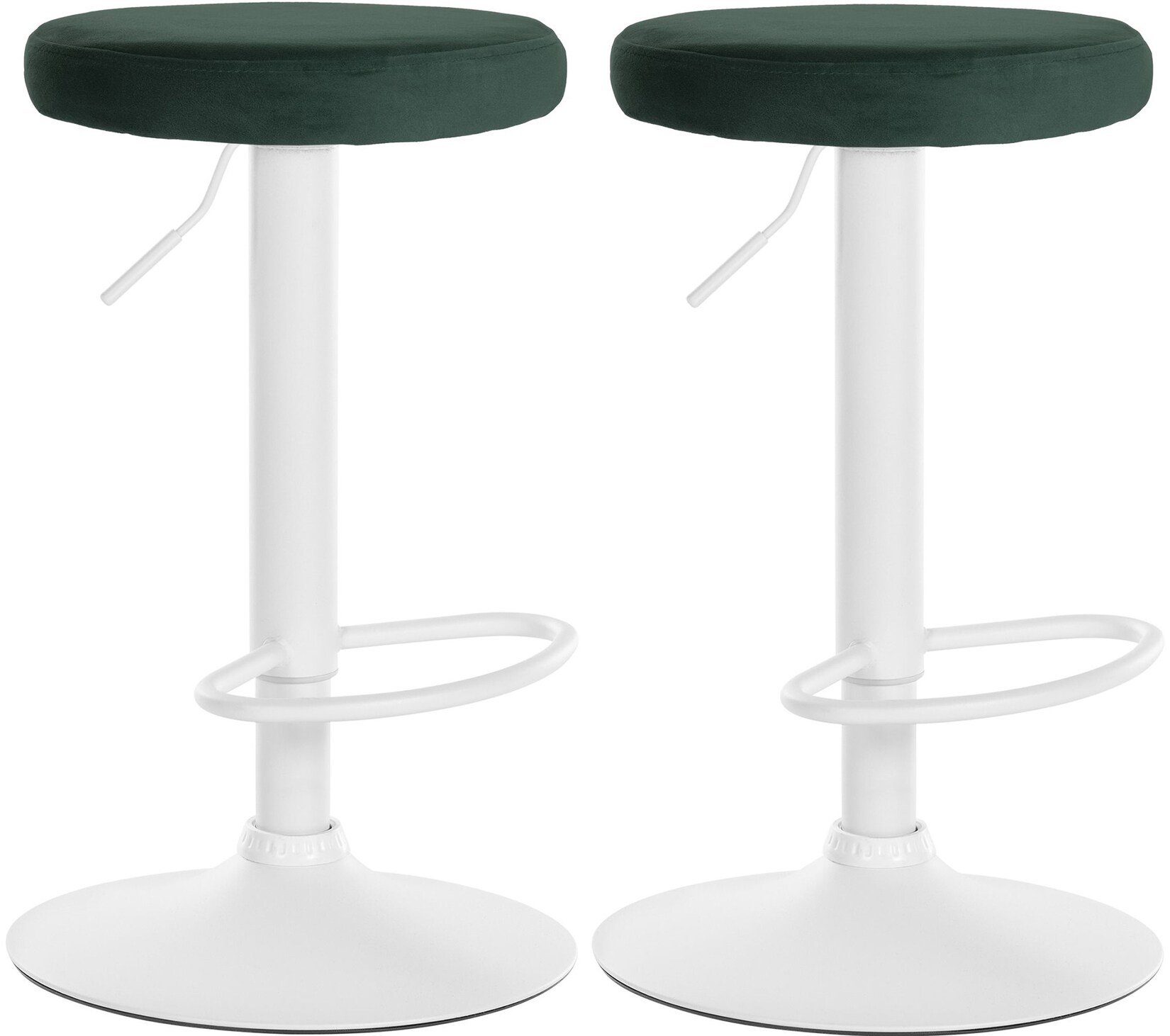 CLP 2er Set Barhocker Ponte Samt weiß - Farbe: grün, Gestellmaterial: Metall matt weiss
