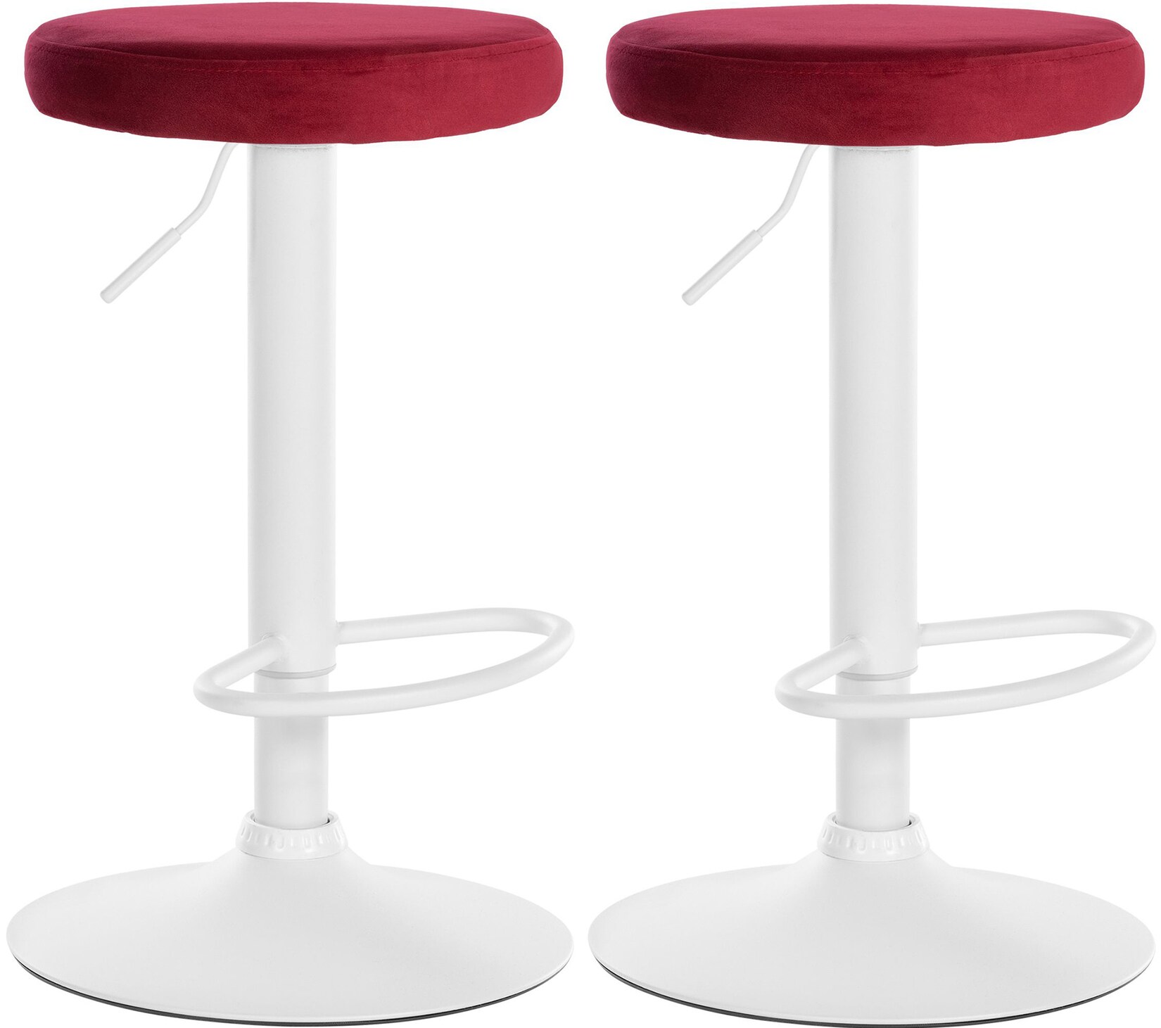 CLP 2er Set Barhocker Ponte Samt weiß - Farbe: rot, Gestellmaterial: Metall matt weiss