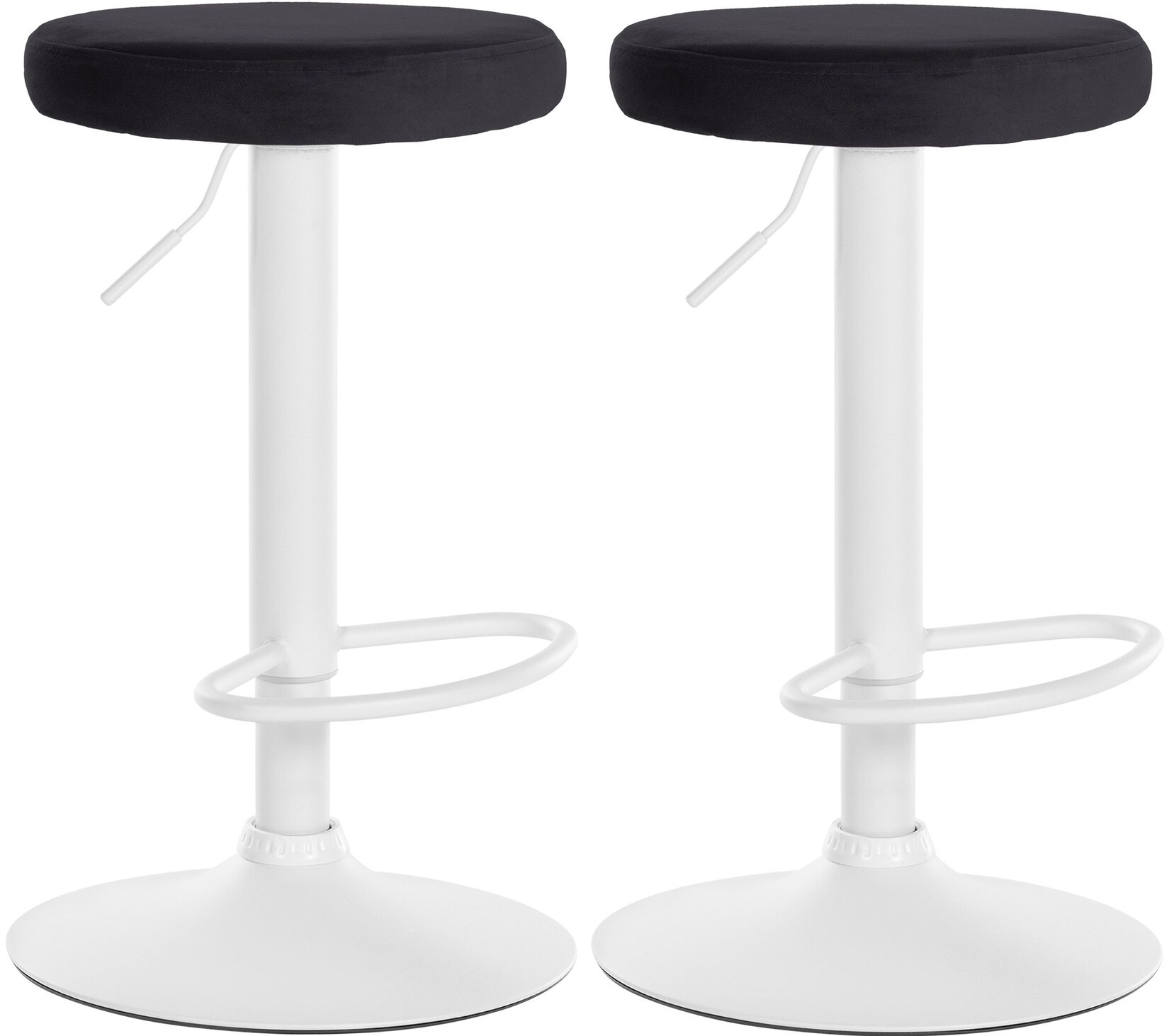 CLP 2er Set Barhocker Ponte Samt weiß - Farbe: schwarz, Gestellmaterial: Metall matt weiss