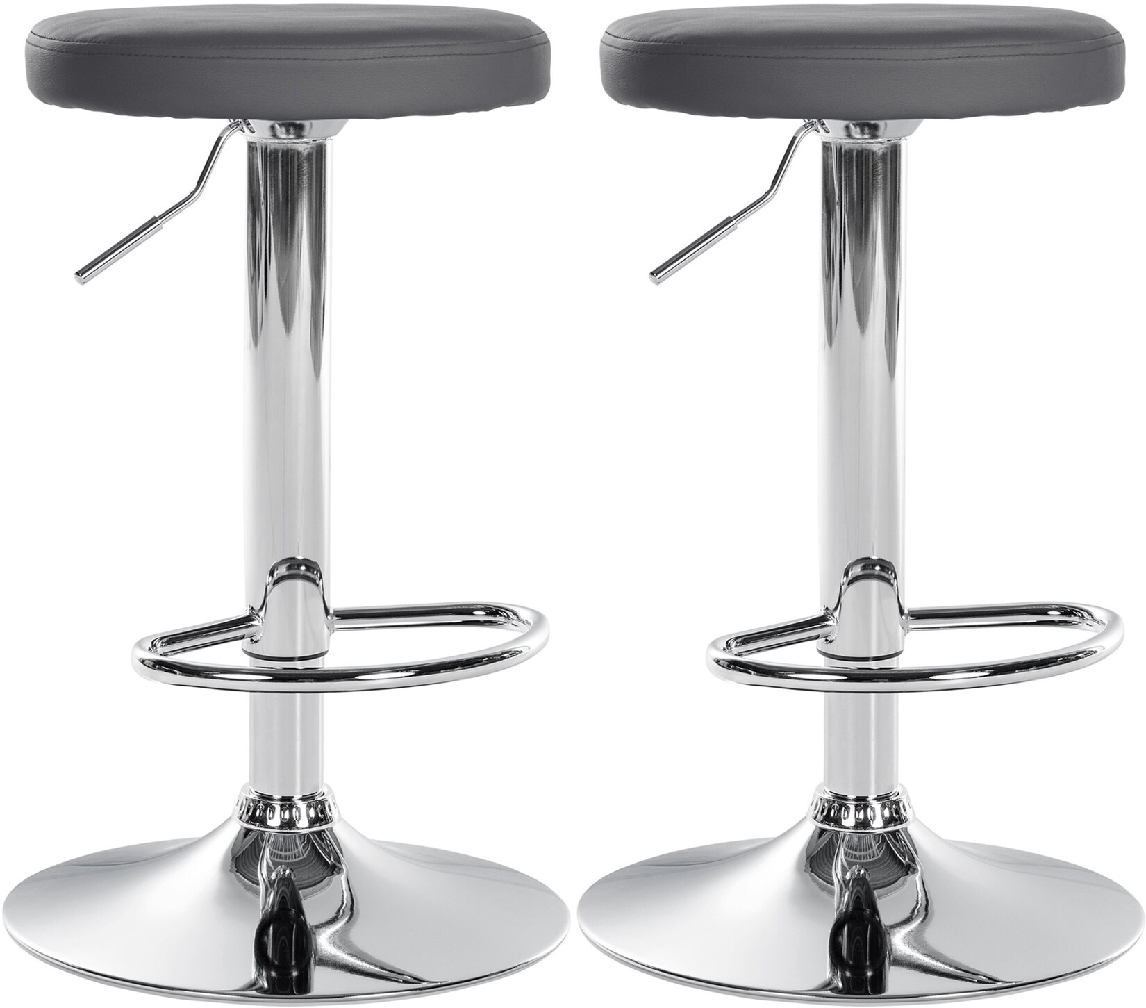 CLP 2er Set Barhocker Ponte Kunstleder chrom - Farbe: grau, Gestellmaterial: Metall in Chromoptik
