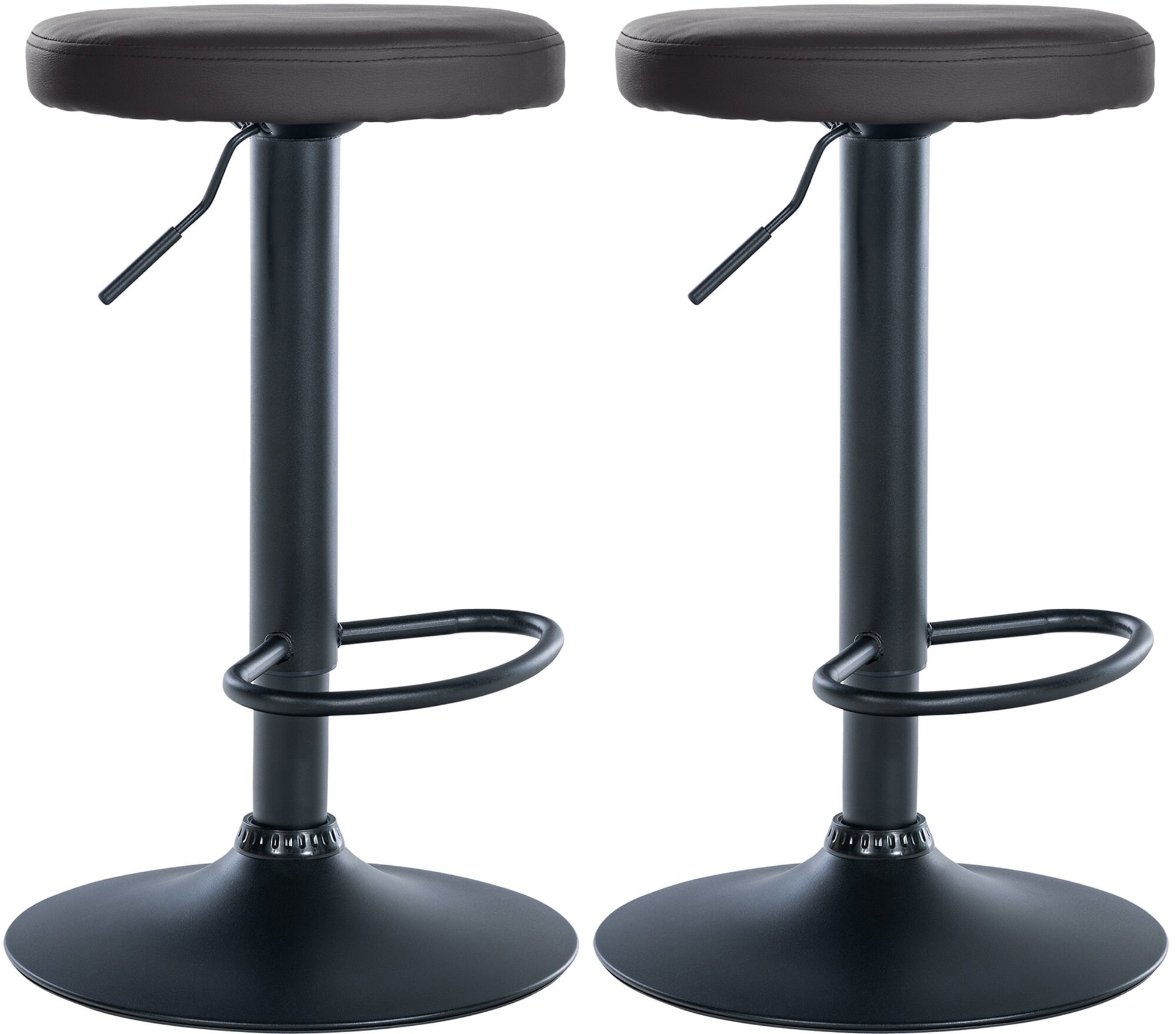 CLP 2er Set Barhocker Ponte Kunstleder schwarz - Farbe: schwarz, Gestellmaterial: Metall matt schwarz 