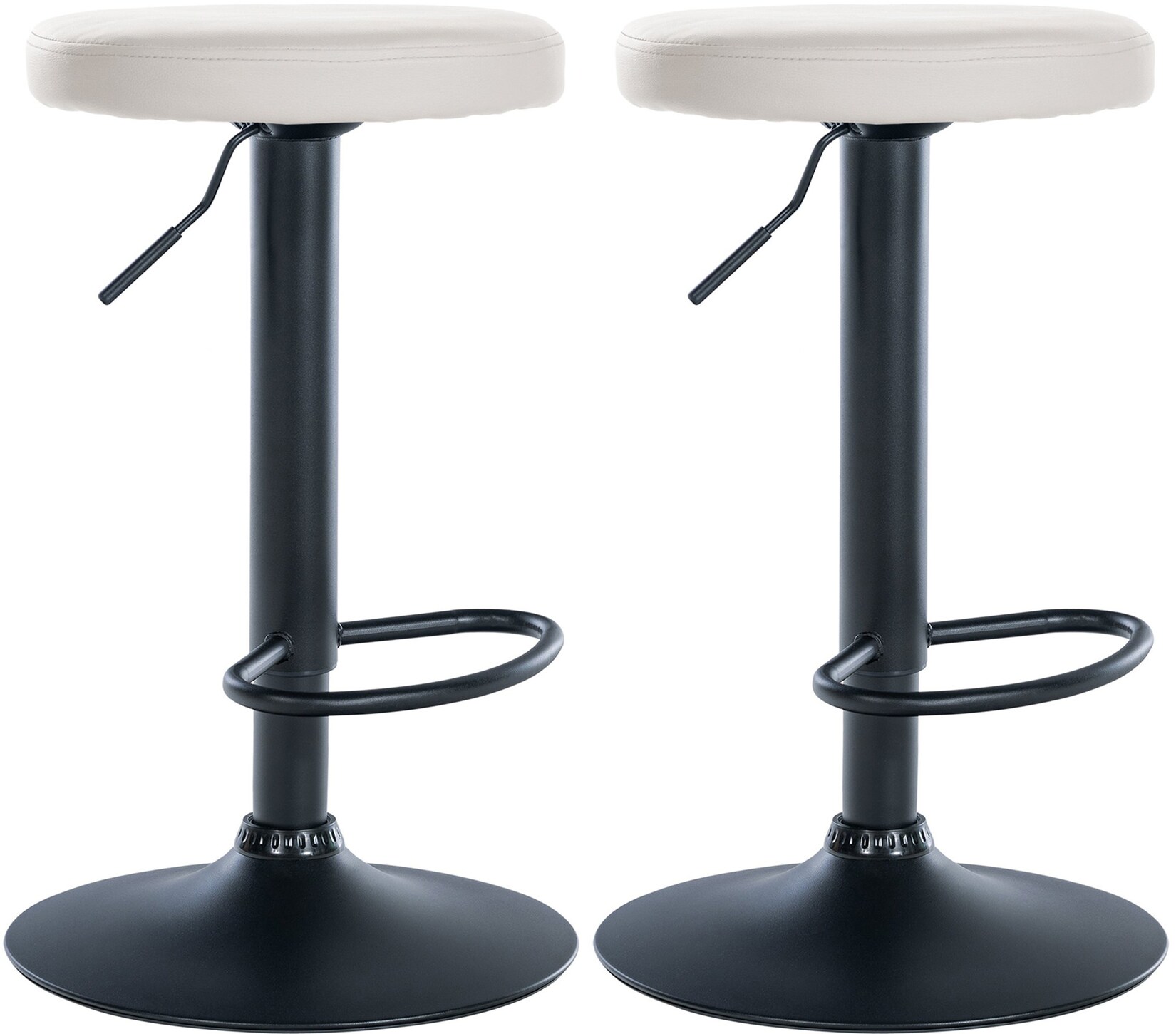CLP 2er Set Barhocker Ponte Kunstleder schwarz - Farbe: weiß, Gestellmaterial: Metall matt schwarz