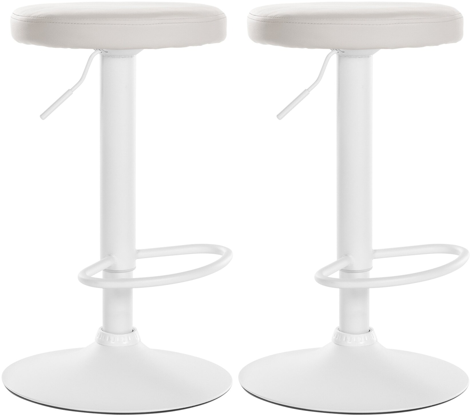 CLP 2er Set Barhocker Ponte Kunstleder weiß - Farbe: weiß, Gestellmaterial: Metall matt weiss