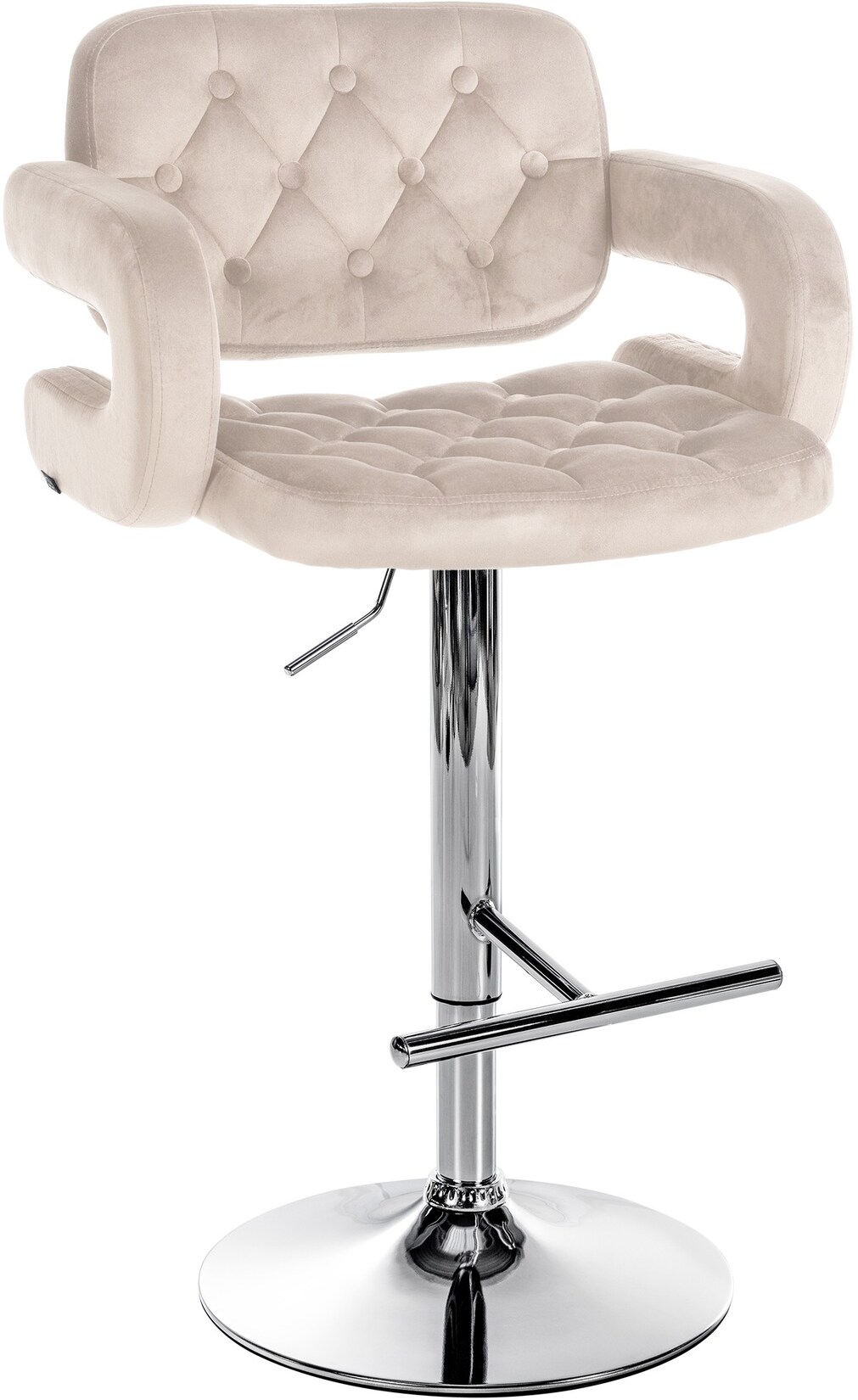 CLP Barhocker Dublin Samt chrom Farbe: creme, Material Gestell: Metall in Chromoptik