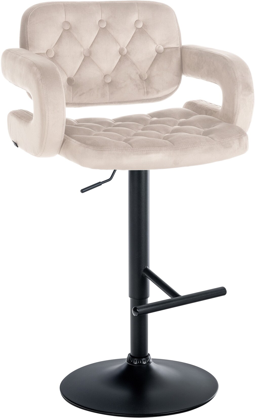 CLP Barhocker Dublin Samt schwarz Farbe: creme, Material Gestell: Metall matt schwarz