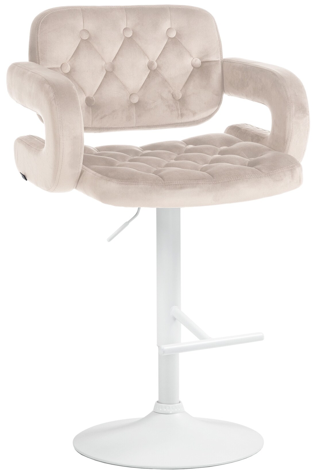 CLP Barhocker Dublin Samt weiß Farbe: creme, Material Gestell: Metall matt weiss
