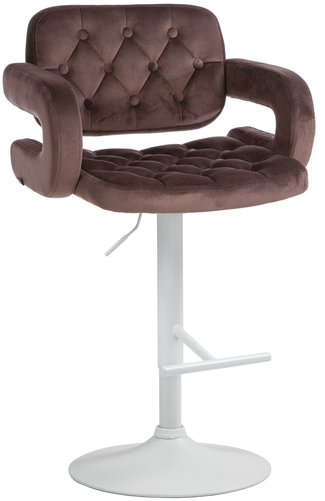 CLP Barhocker Dublin Samt weiß Farbe: braun, Material Gestell: Metall matt weiss