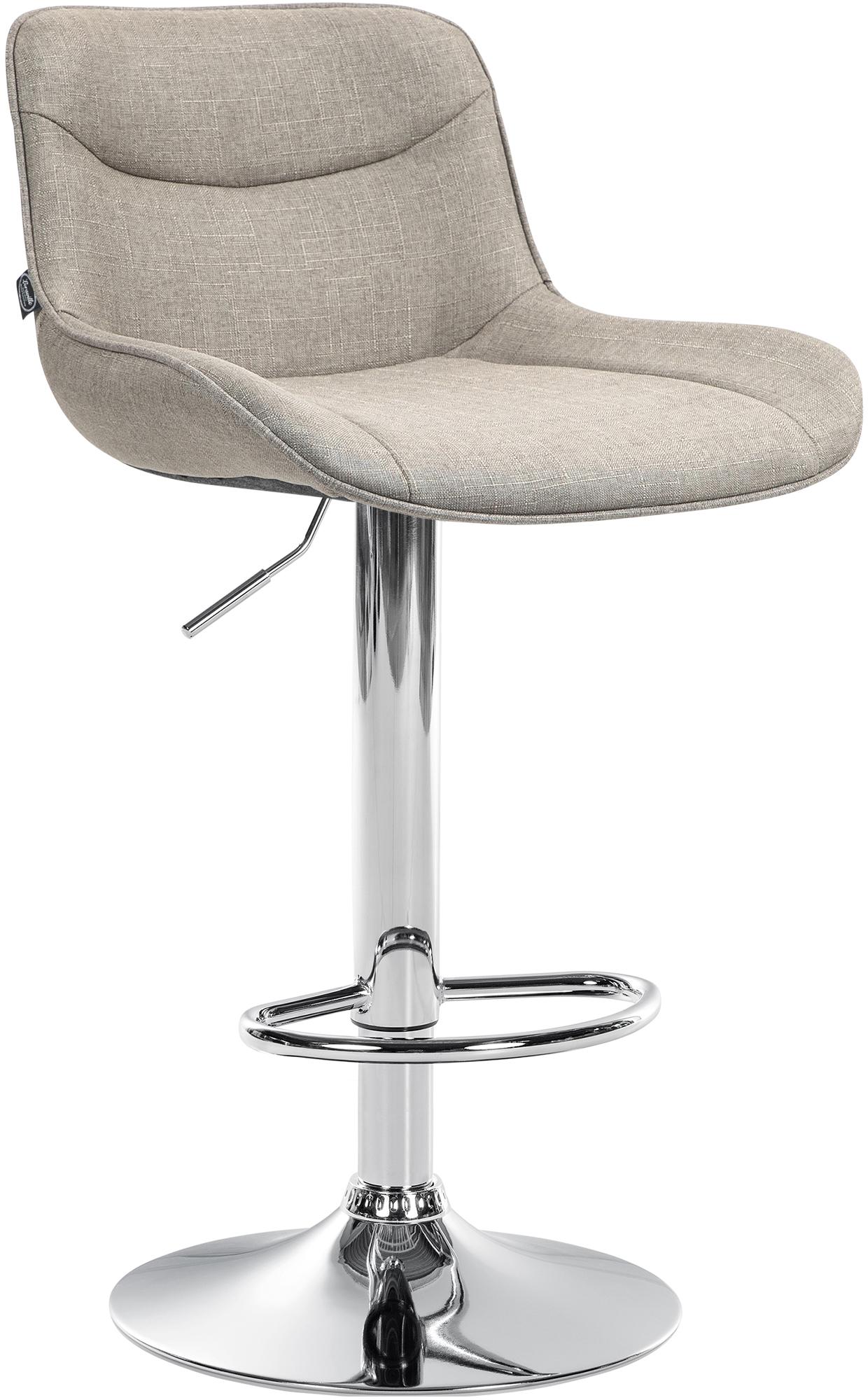 CLP Barhocker Vonore Stoff I H&ouml;henverstellbar Und 360 Grad Drehbar I Mit Fu&szlig;st&uuml;tze Und Metallgestell I Trompetenfu&szlig; Und Bodenschoner 