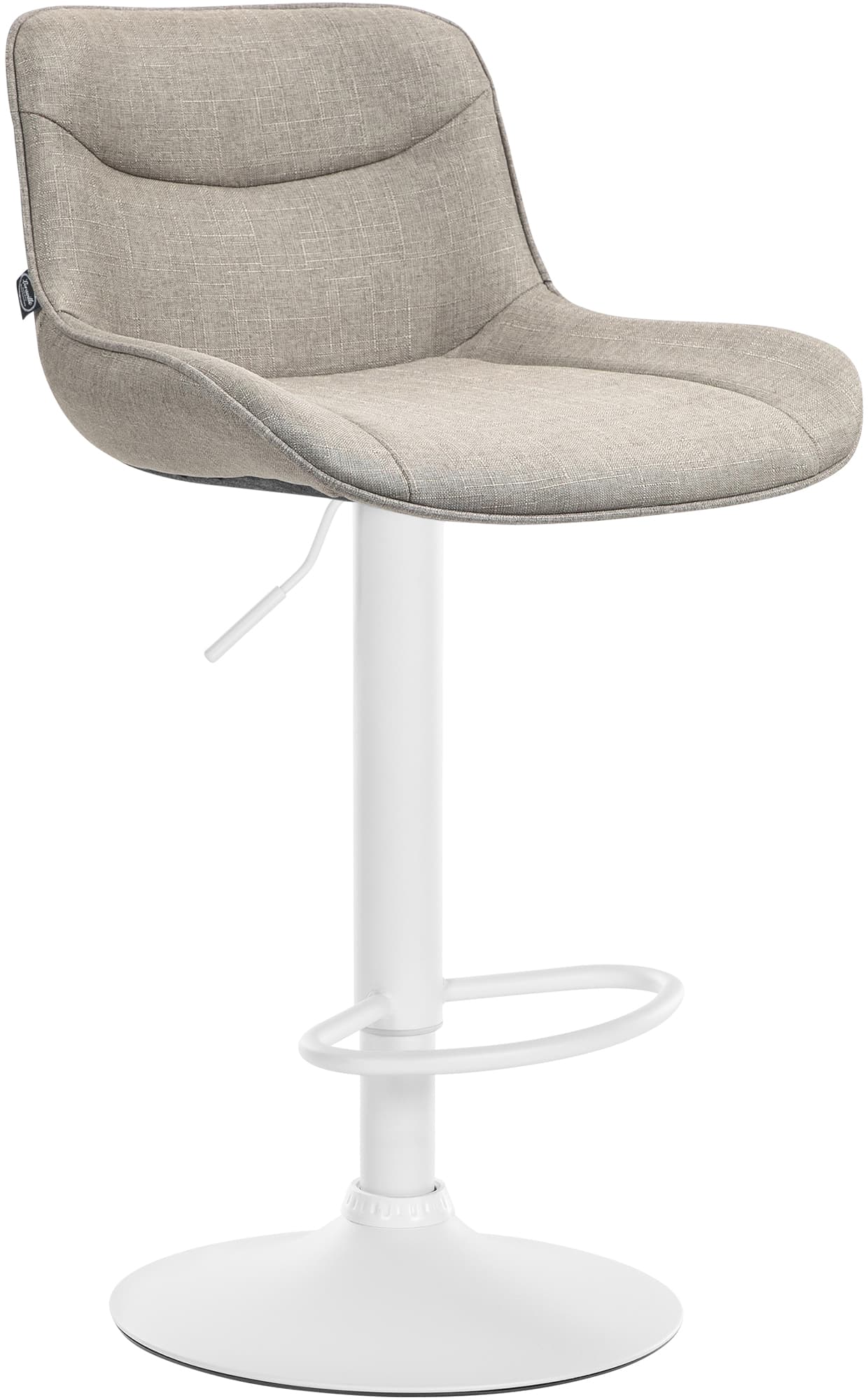 CLP Barhocker Vonore Stoff I H&ouml;henverstellbar Und 360 Grad Drehbar I Mit Fu&szlig;st&uuml;tze Und Metallgestell I Trompetenfu&szlig; Und Bodenschoner 