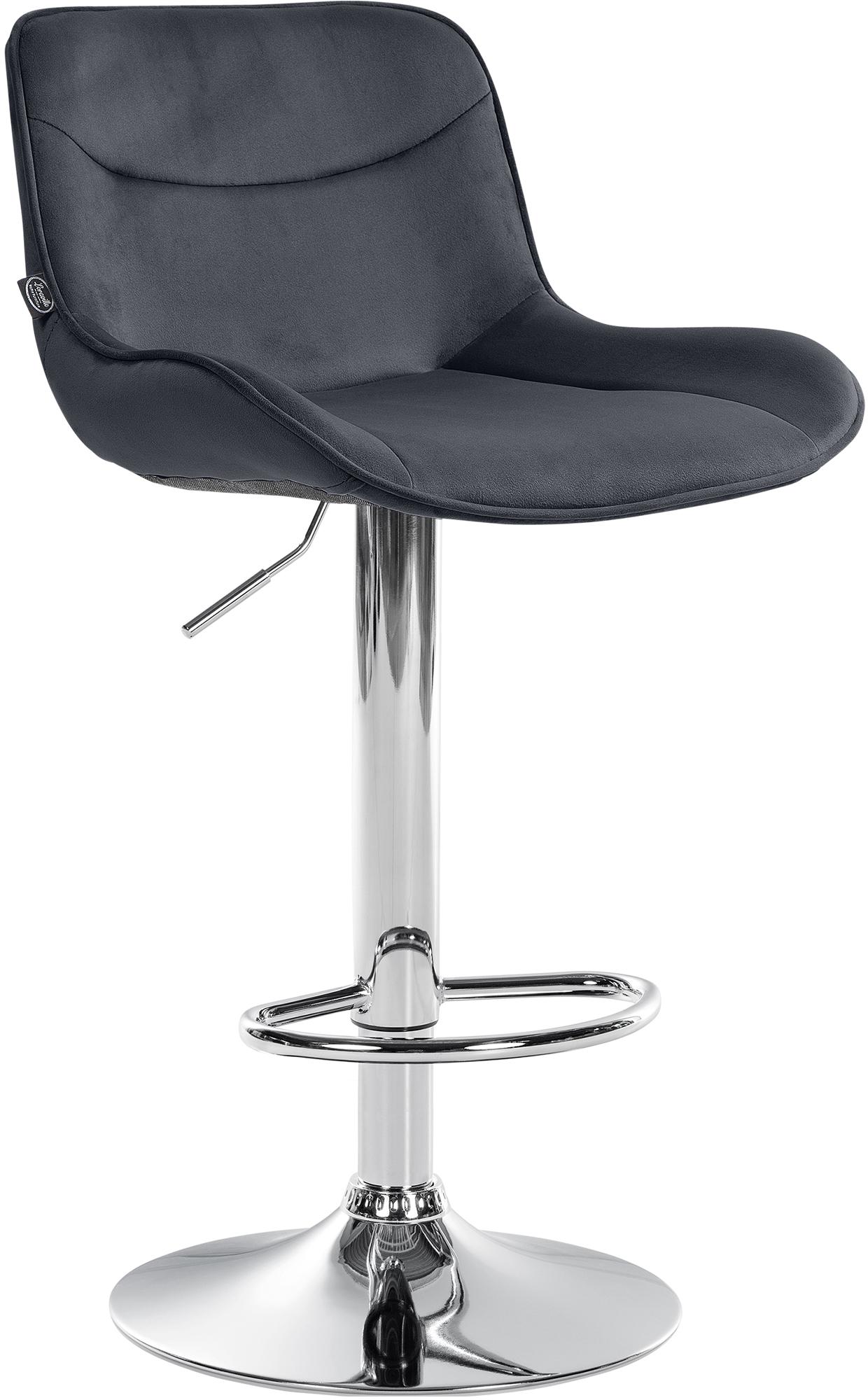 CLP Barhocker Vonore Samt chrom - Farbe: schwarz, Gestellfarbe: chrom 