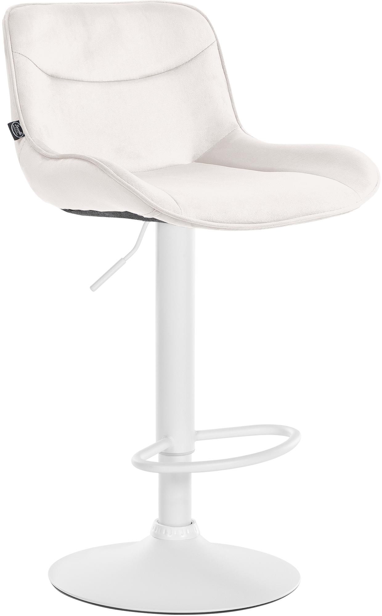 CLP Barhocker Vonore Samt I H&ouml;henverstellbar Und 360 Grad Drehbar I Mit Fu&szlig;st&uuml;tze Und Metallgestell I Trompetenfu&szlig; Und Bodenschoner 