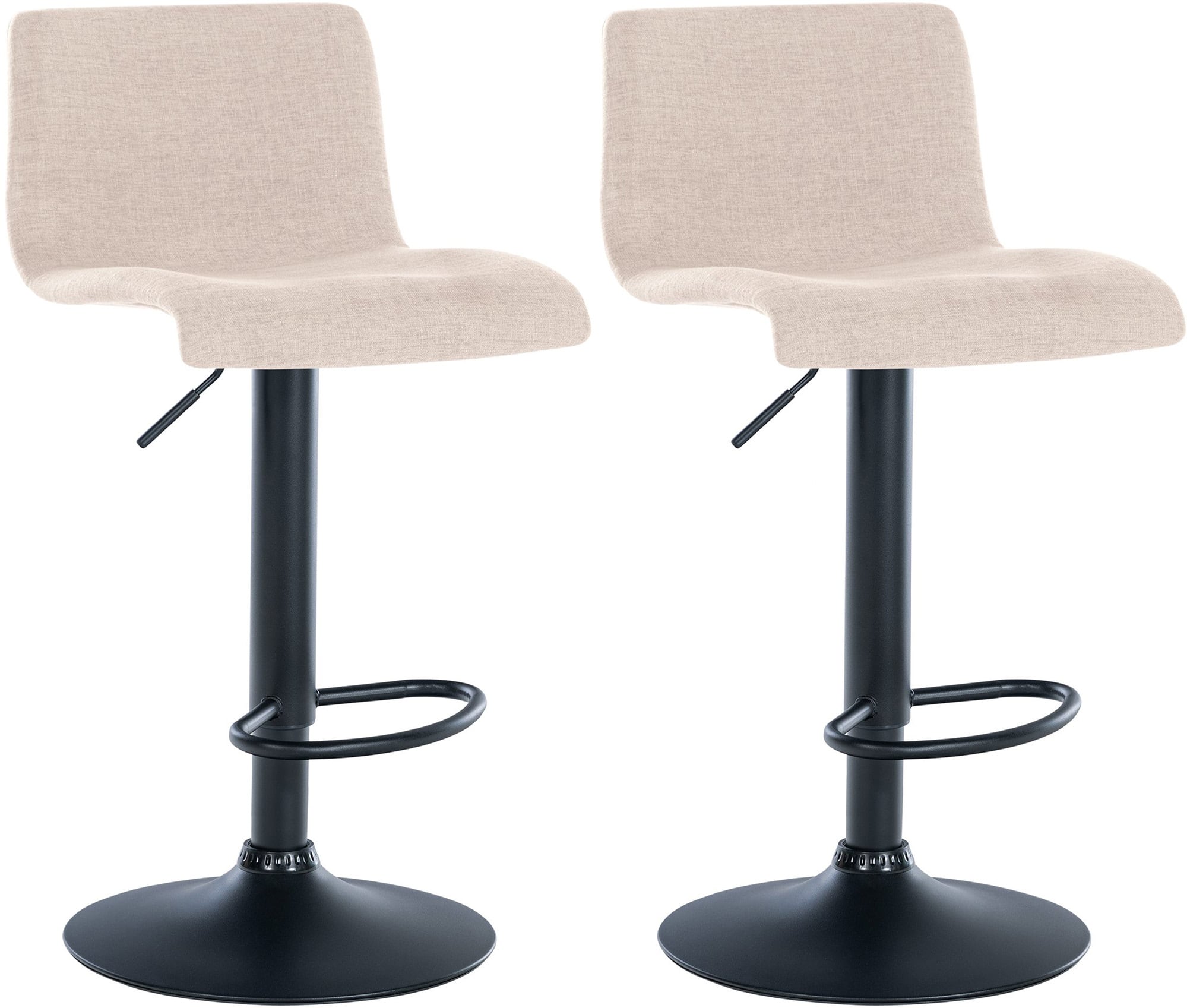 CLP 2er Set Barhocker Branford I Stoff I Kunststoff I H&ouml;henverstellbarer K&uuml;chenhocker I Thekenhocker Mit Integrierter Fu&szlig;st&uuml;tze 