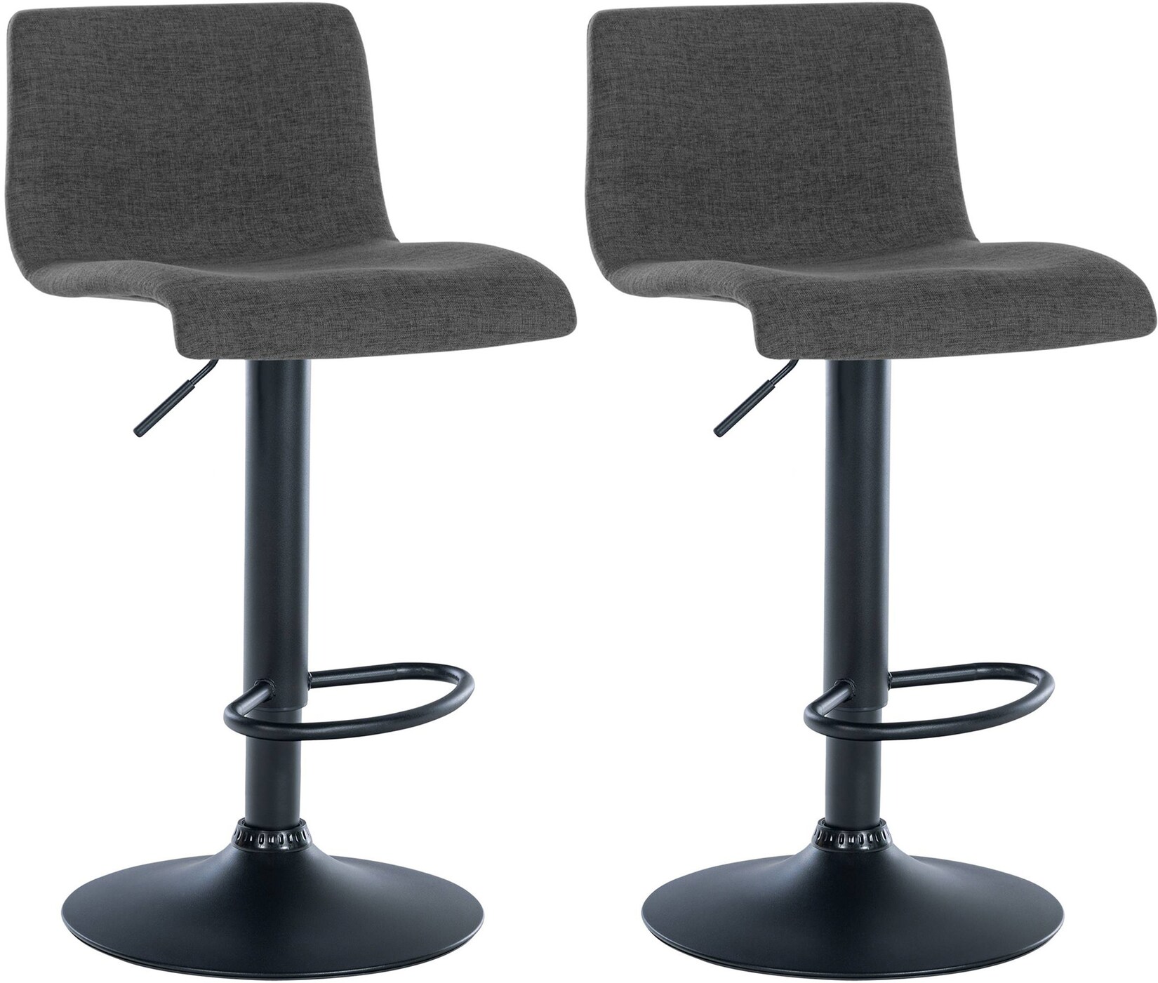 CLP 2er Set Barhocker Branford Stoff - Farbe: dunkelgrau, Material: Stoff