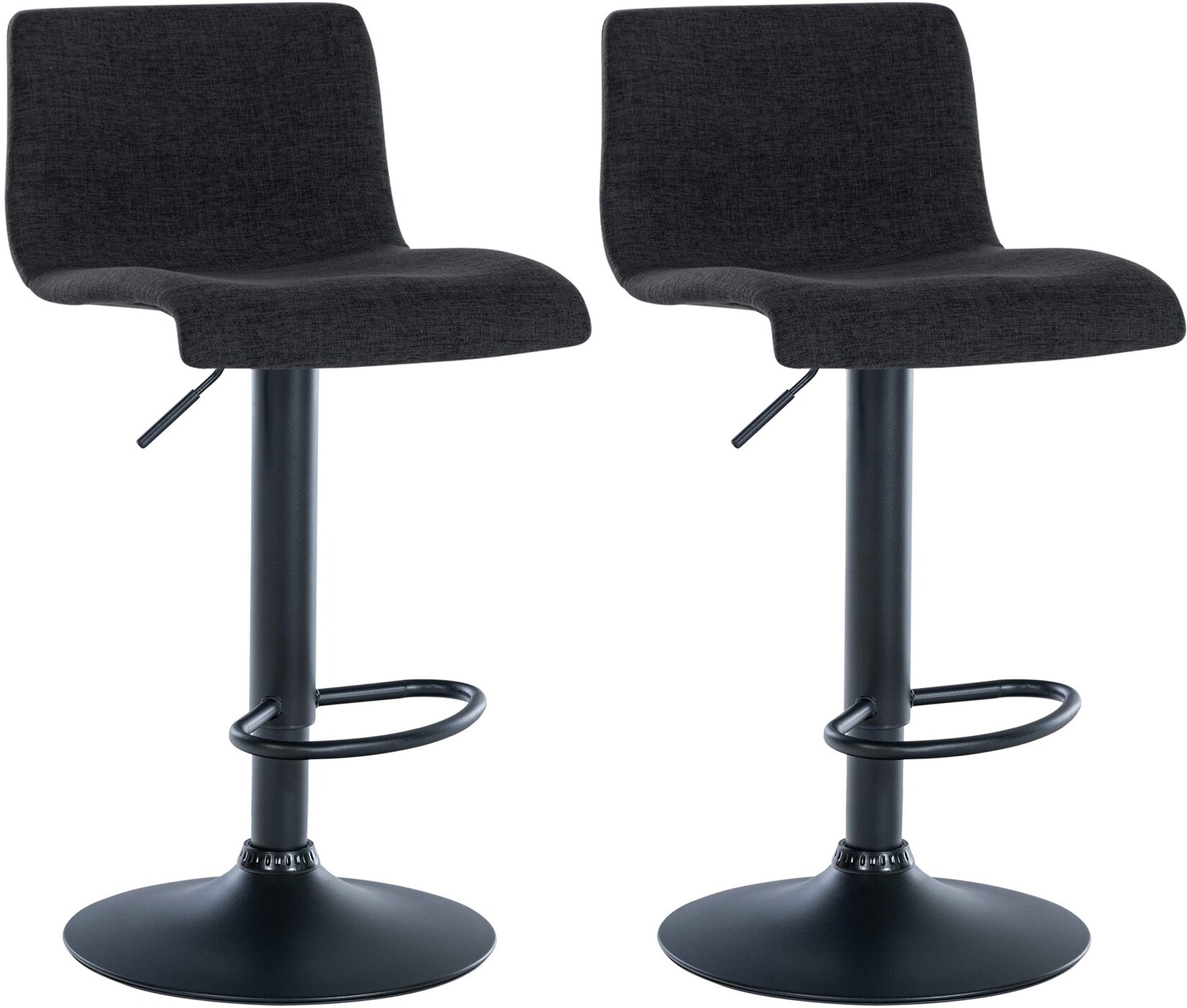 CLP 2er Set Barhocker Branford Stoff - Farbe: schwarz, Material: Stoff