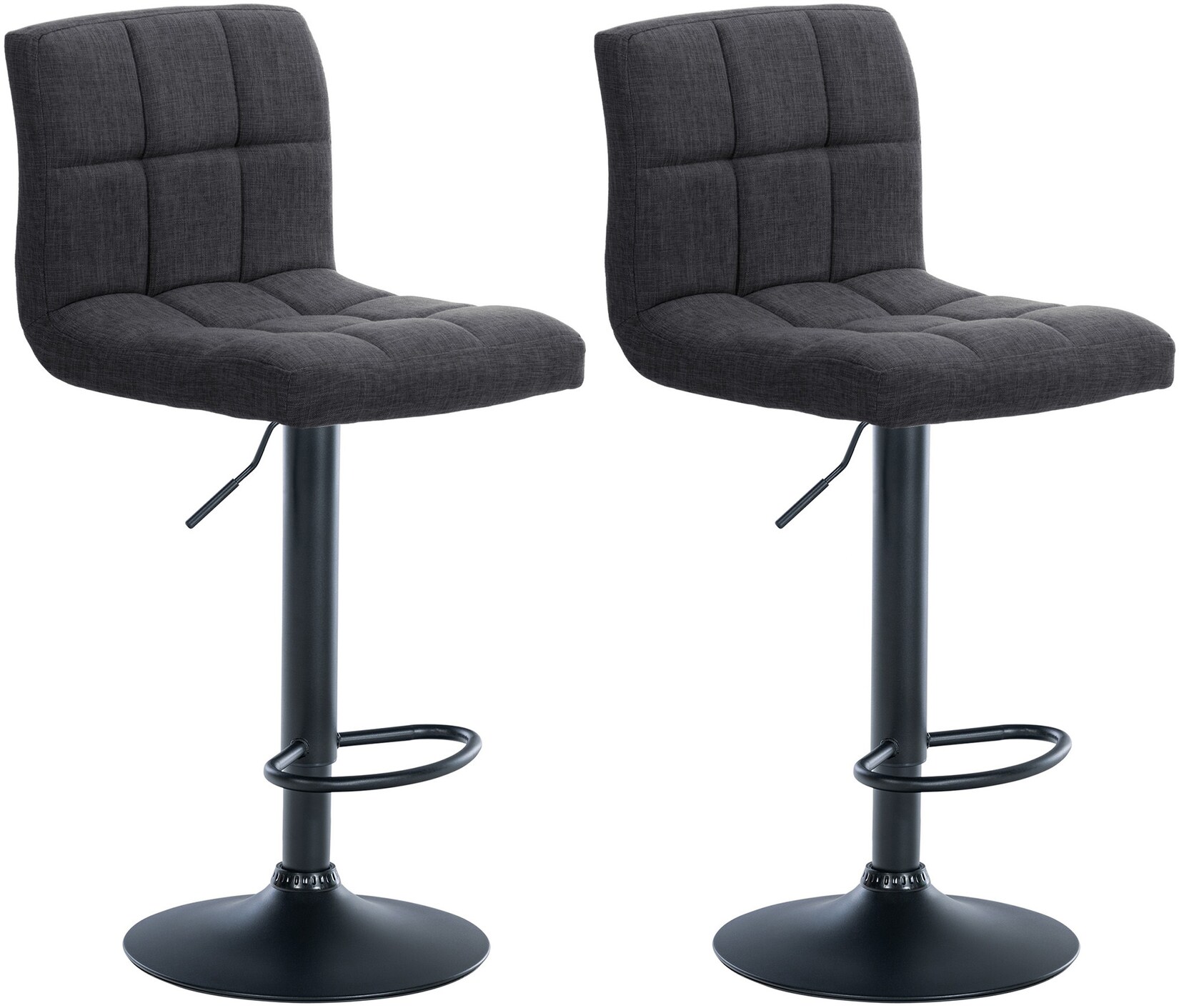CLP 2er Set Barhocker Calma Stoff schwarz Farbe: dunkelgrau, Material Gestell: Metall matt schwarz