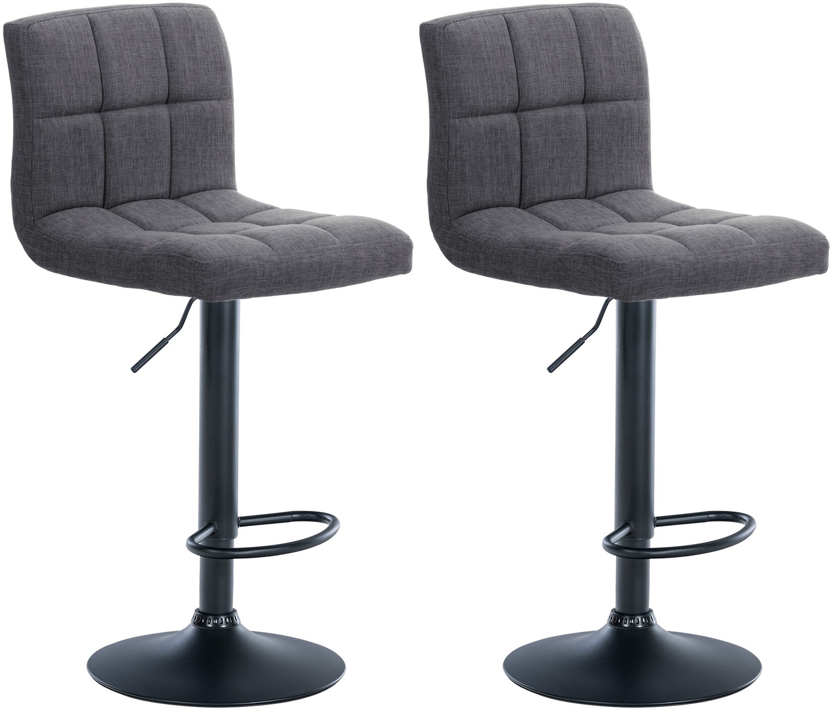 CLP 2er Set Barhocker Calma Stoff schwarz Farbe: hellgrau, Material Gestell: Metall matt schwarz
