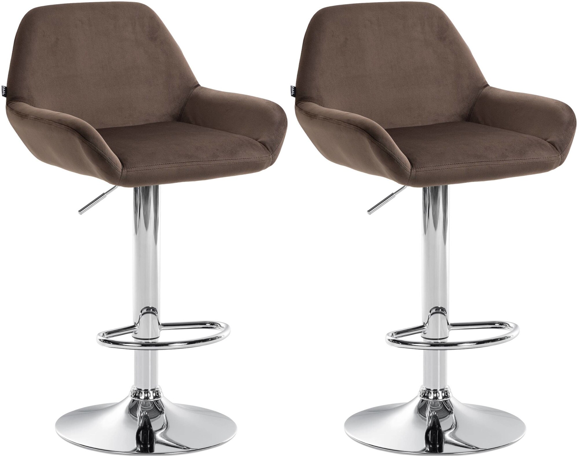 CLP 2er Set Barhocker Braga Samtbezug mit Metallgestell I H&ouml;henverstellbar und drehbar I Moderner Barstuhl mit Fu&szlig;st&uuml;tze f&uuml;r K&uuml;che und Bar 