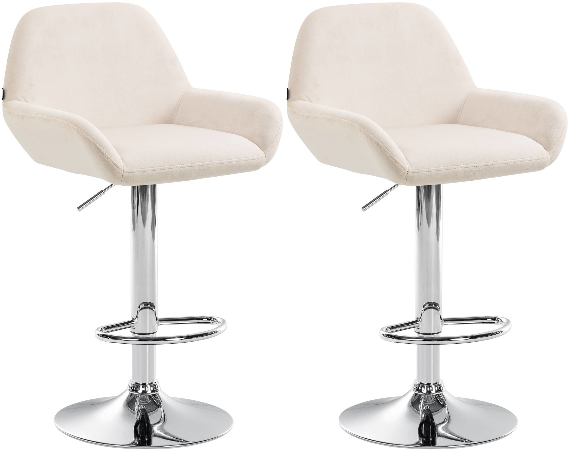 CLP 2er Set Barhocker Braga Samtbezug mit Metallgestell I H&ouml;henverstellbar und drehbar I Moderner Barstuhl mit Fu&szlig;st&uuml;tze f&uuml;r K&uuml;che und Bar 