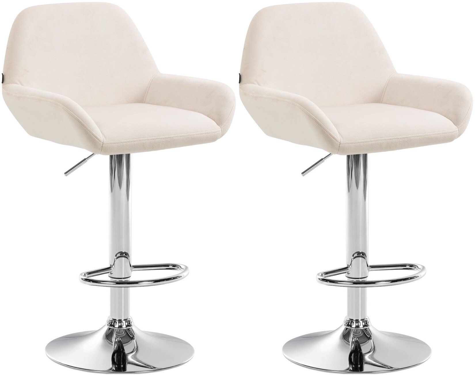 CLP 2er Set Barhocker Braga Samt chrom Farbe: creme, Material Gestell: Metall in Chromoptik