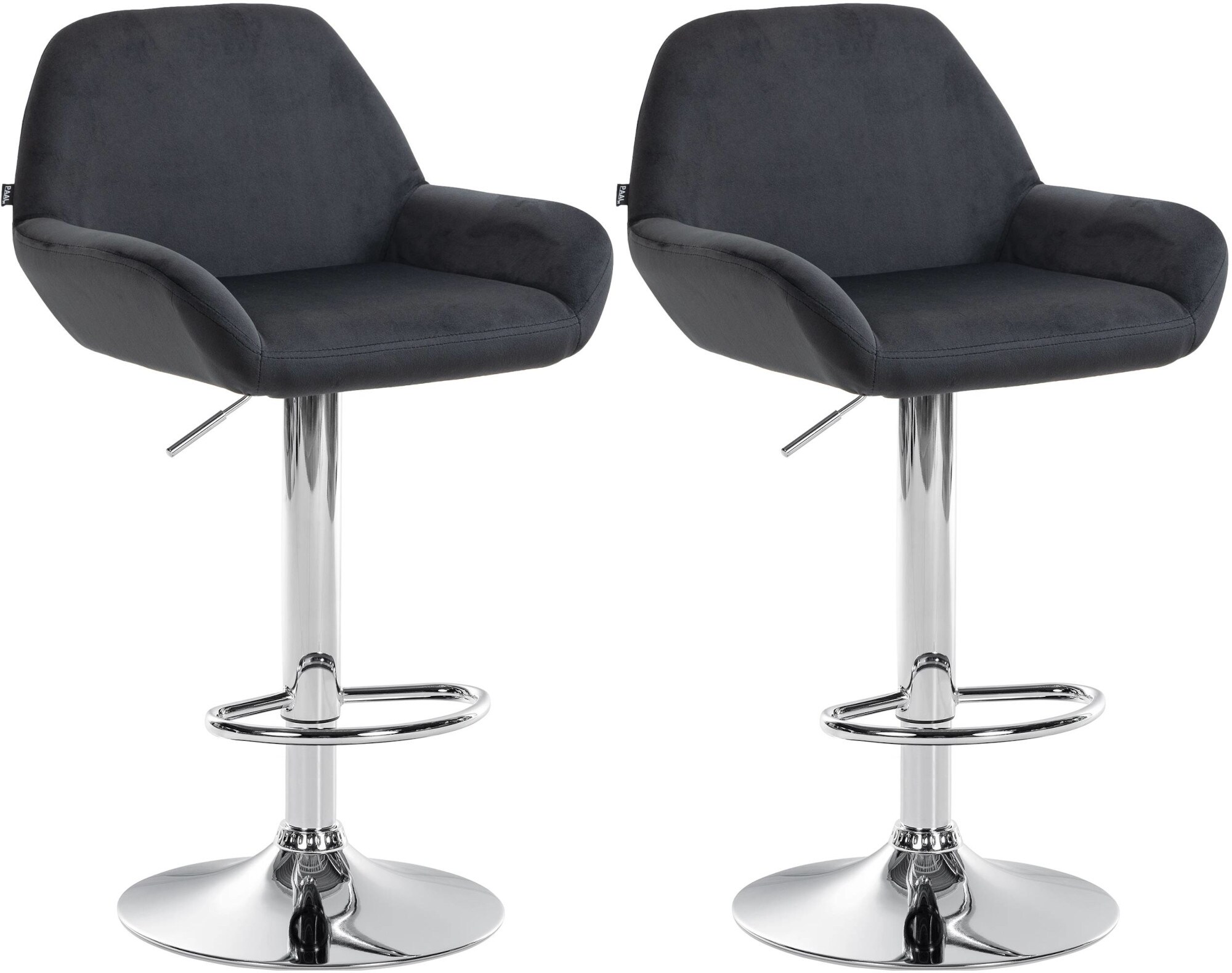CLP 2er Set Barhocker Braga Samtbezug mit Metallgestell I H&ouml;henverstellbar und drehbar I Moderner Barstuhl mit Fu&szlig;st&uuml;tze f&uuml;r K&uuml;che und Bar 