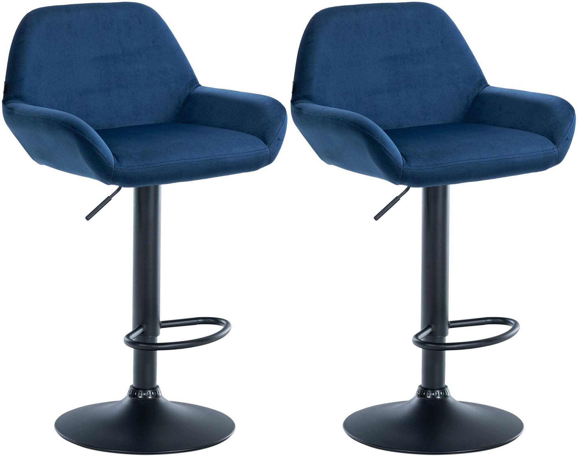 CLP 2er Set Barhocker Braga Samtbezug mit Metallgestell I H&ouml;henverstellbar und drehbar I Moderner Barstuhl mit Fu&szlig;st&uuml;tze f&uuml;r K&uuml;che und Bar 