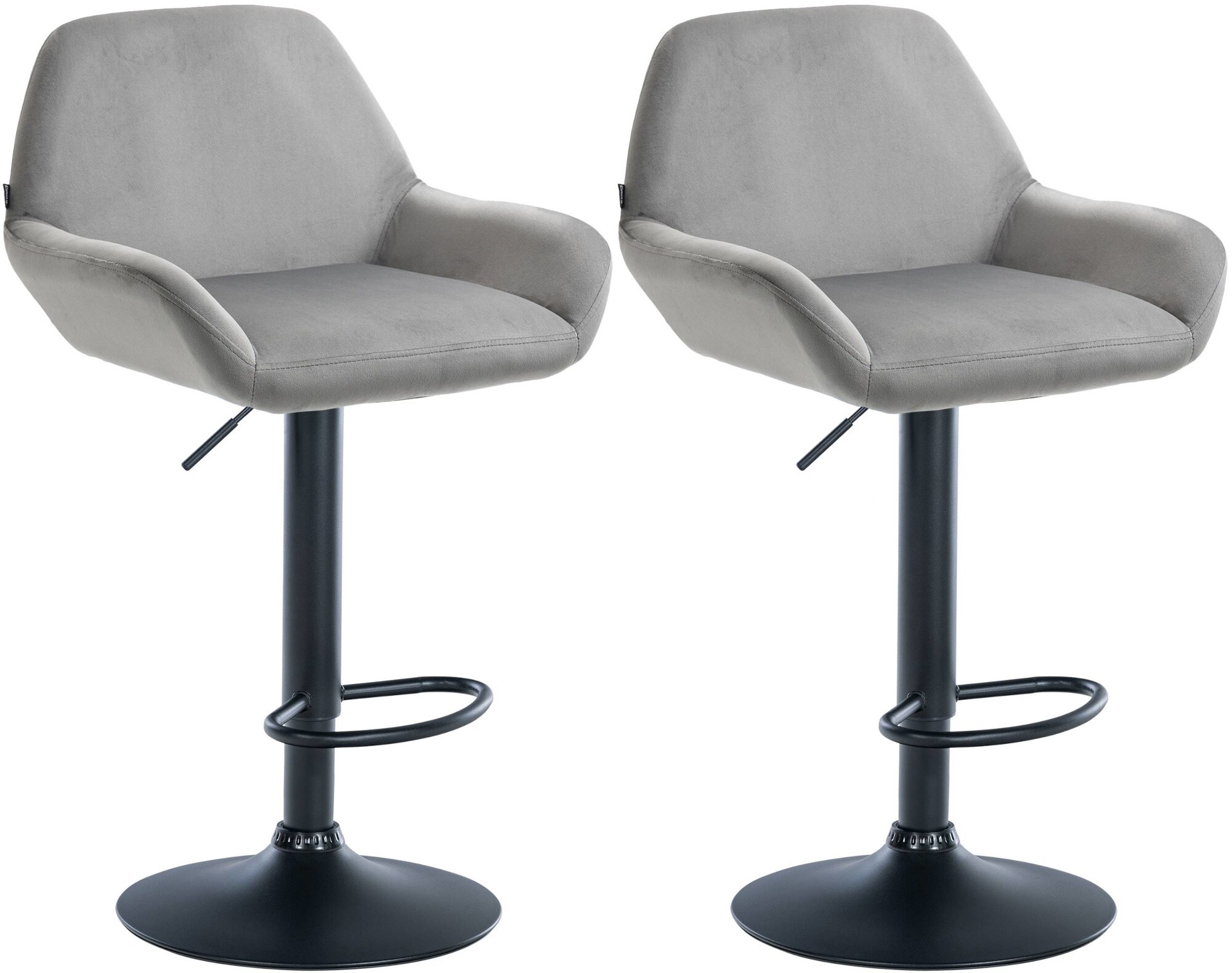 CLP 2er Set Barhocker Braga Samtbezug mit Metallgestell I H&ouml;henverstellbar und drehbar I Moderner Barstuhl mit Fu&szlig;st&uuml;tze f&uuml;r K&uuml;che und Bar 