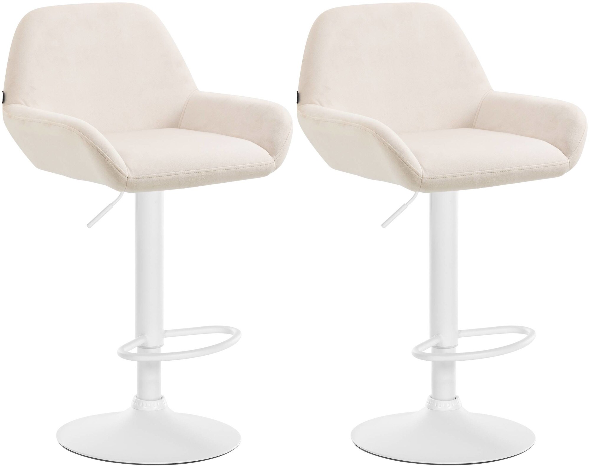 CLP 2er Set Barhocker Braga Samtbezug mit Metallgestell I H&ouml;henverstellbar und drehbar I Moderner Barstuhl mit Fu&szlig;st&uuml;tze f&uuml;r K&uuml;che und Bar 