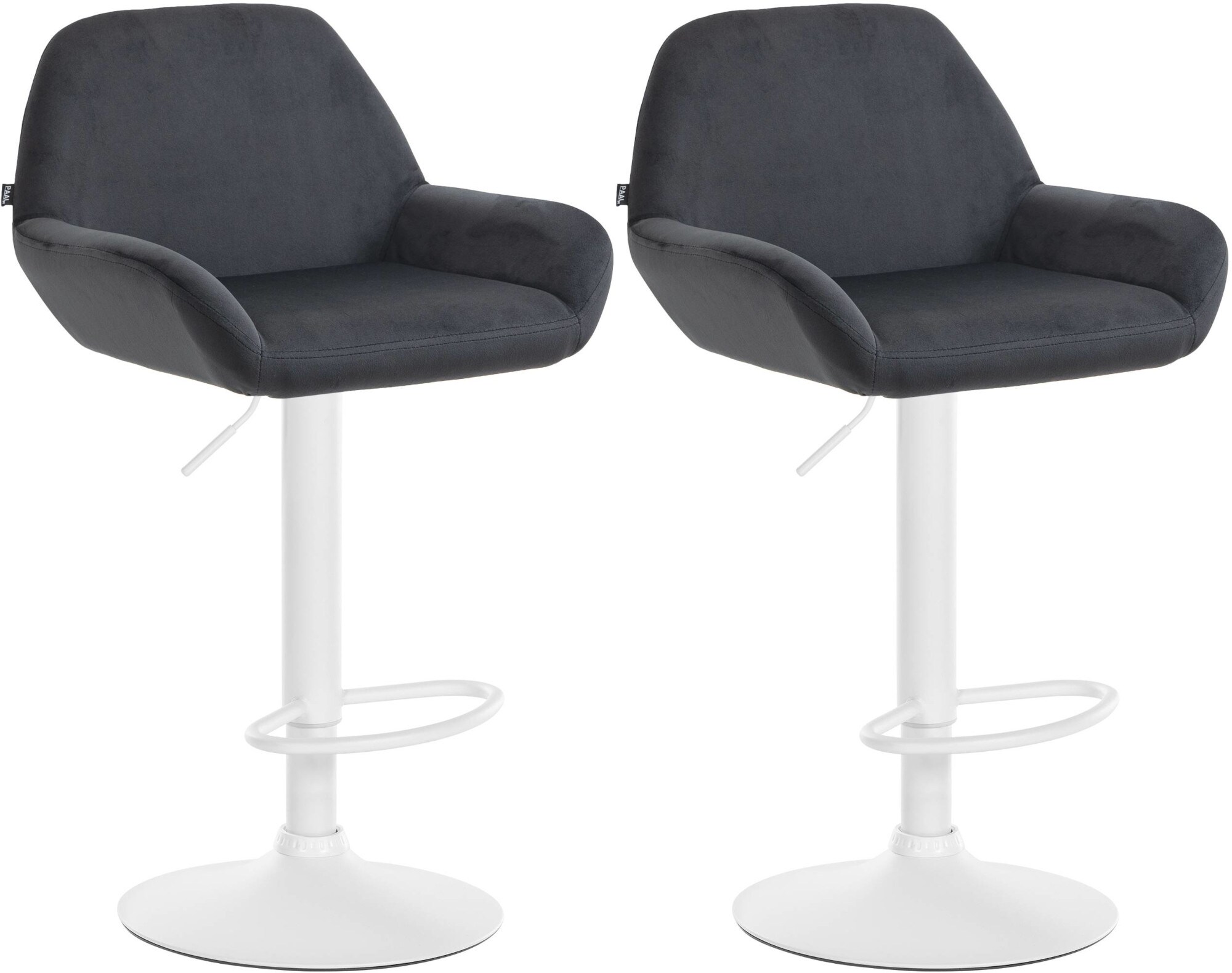 CLP 2er Set Barhocker Braga Samtbezug mit Metallgestell I H&ouml;henverstellbar und drehbar I Moderner Barstuhl mit Fu&szlig;st&uuml;tze f&uuml;r K&uuml;che und Bar 