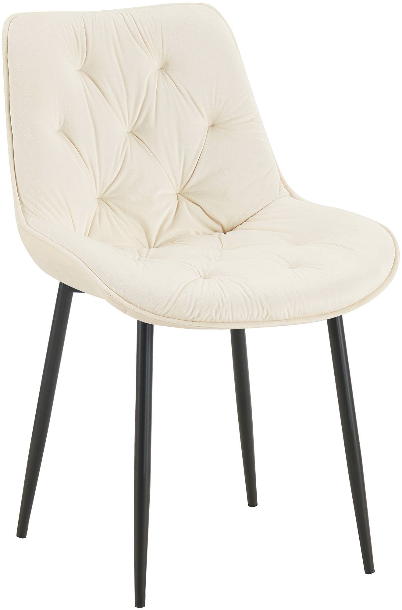 CLP Esszimmerstuhl Wallace I Moderner Polsterstuhl mit Samtbezug & Steppung I Metallgestell I 120kg belastbar I Komfortabel & pflegeleicht 