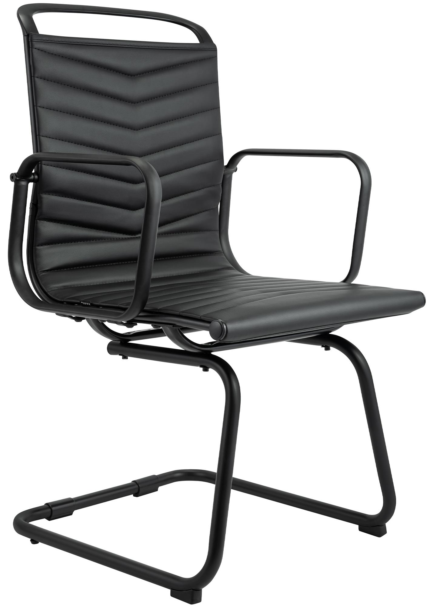 CLP Freischwinger Stuhl mit Armlehnen Tomkin, moderner Esszimmerstuhl gepolstert mit Kunstlederbezug, stabiles Metallgestell 