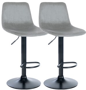 CLP 2er Set Barhocker Divo Samt I  Höhenverstellbare Barstühle Mit Metallgestell I Thekenhocker Mit Integrierter Fußstütze 