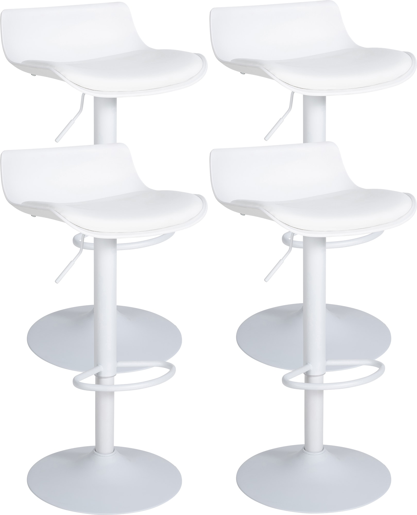 CLP 4er Set Barhocker Aveiro Kunstleder H&ouml;henverstellbarer Barstuhl Mit Metallgestell I Thekenhocker Mit Integrierter Fu&szlig;st&uuml;tze 
