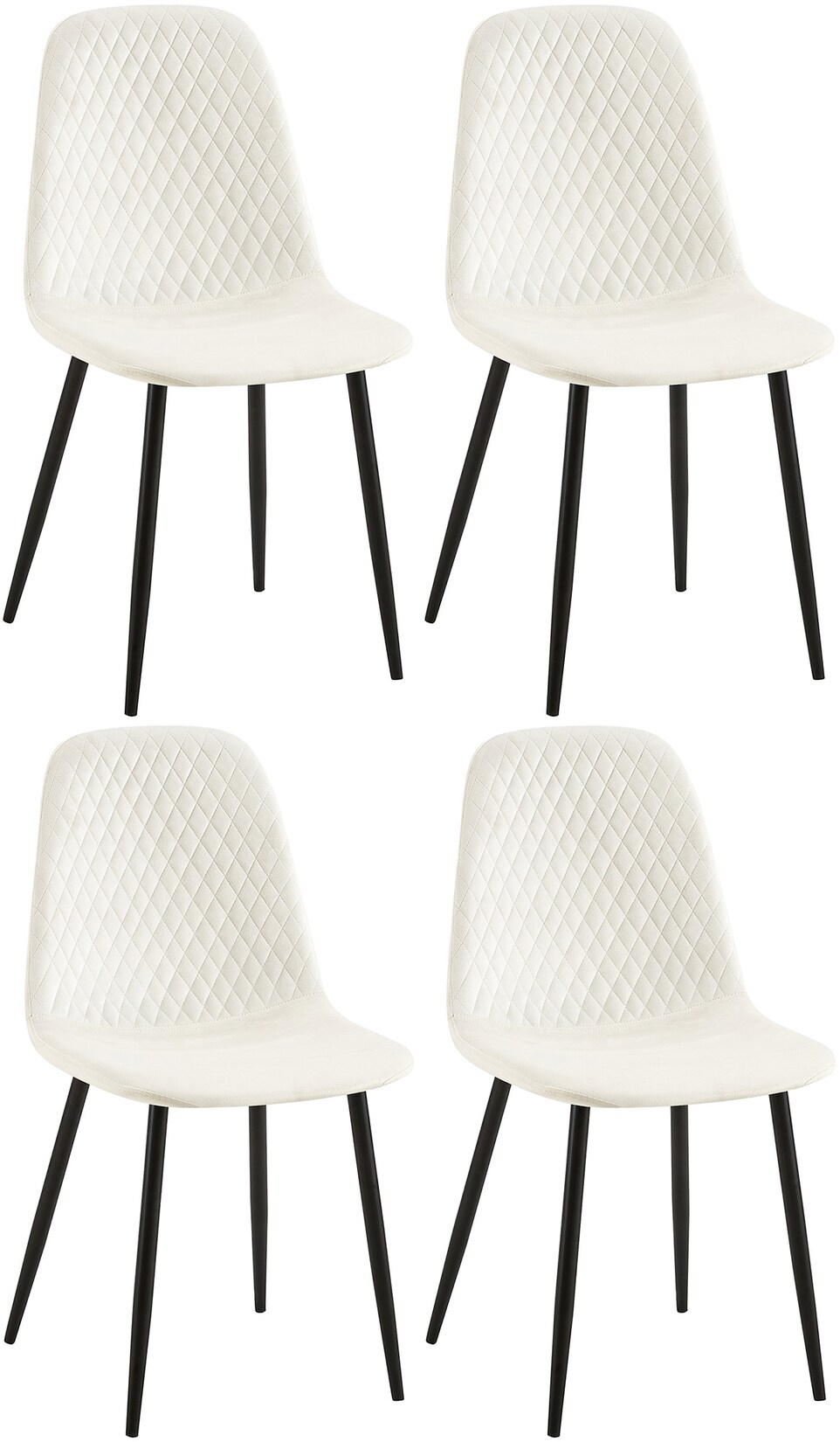 CLP 4er Set Stühle Giverny Samt Farbe: cremeweiß, Material: Samt