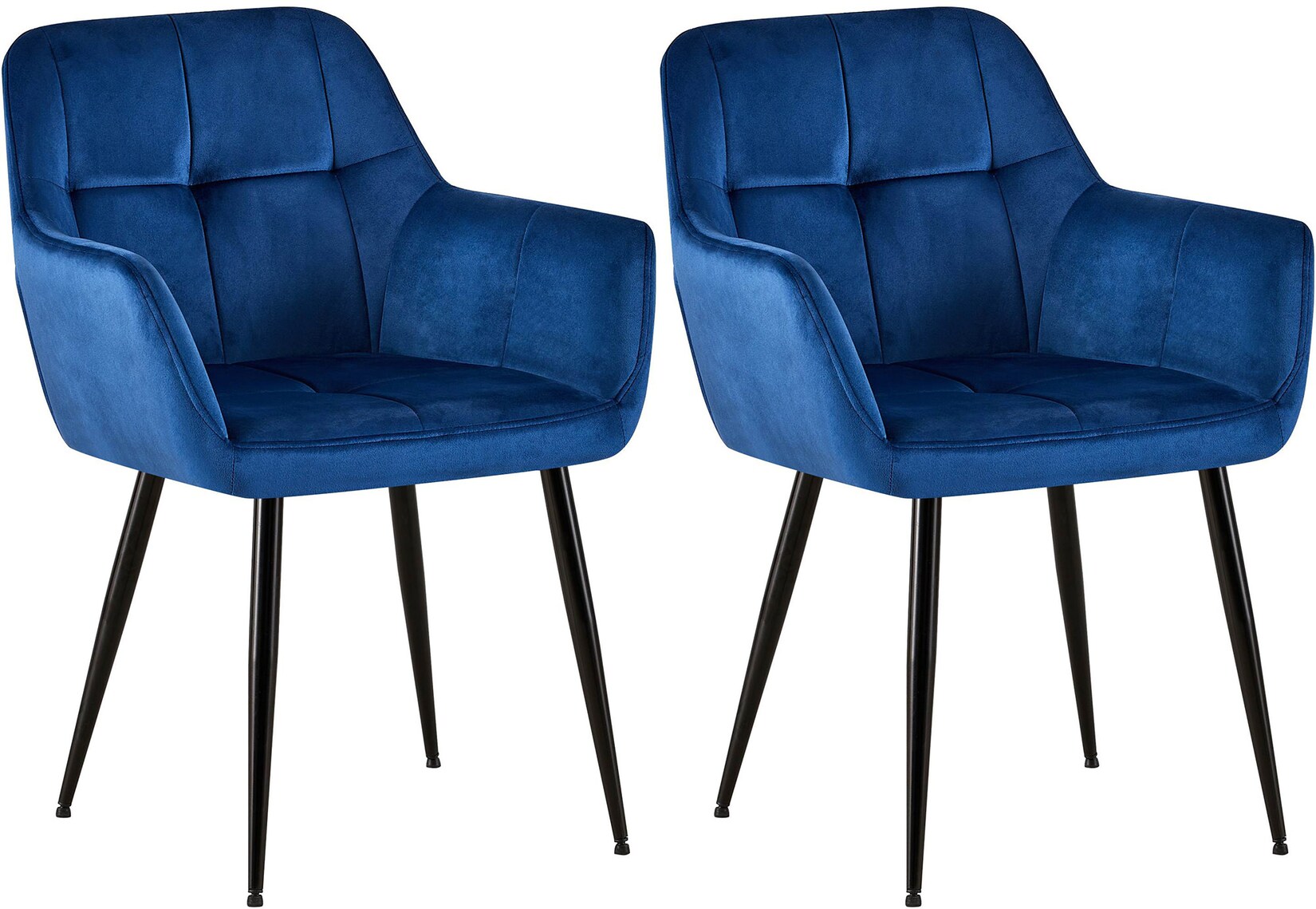 CLP 2er Set Esszimmerstuhl Emia Samt Farbe: blau