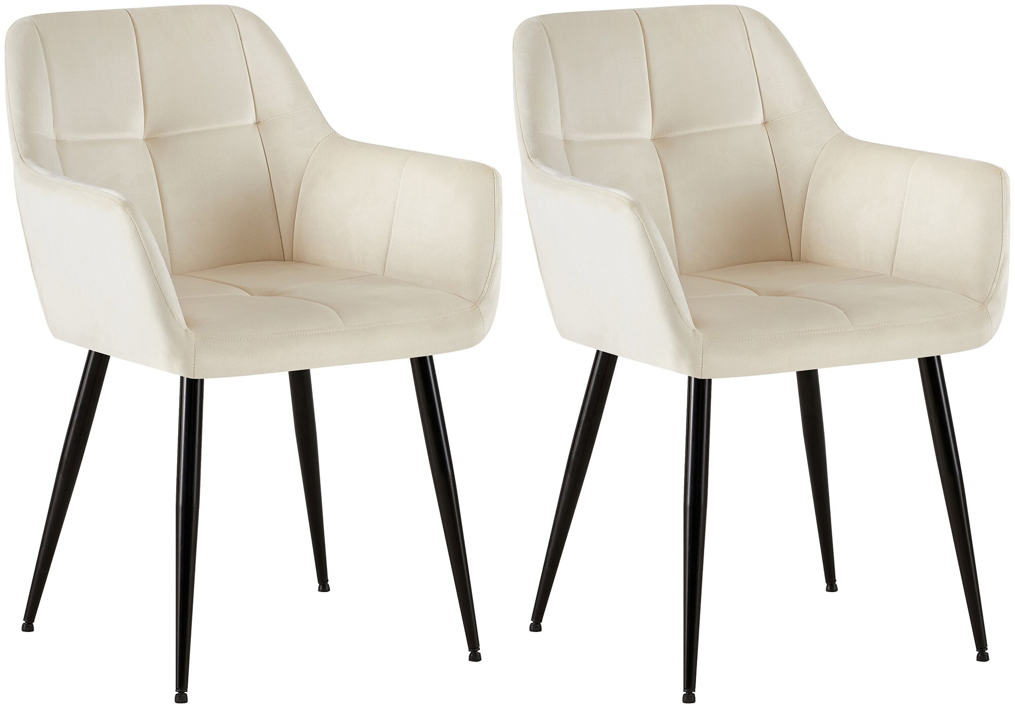 CLP 2er Set Esszimmerstuhl Emia Samt - Farbe: creme 