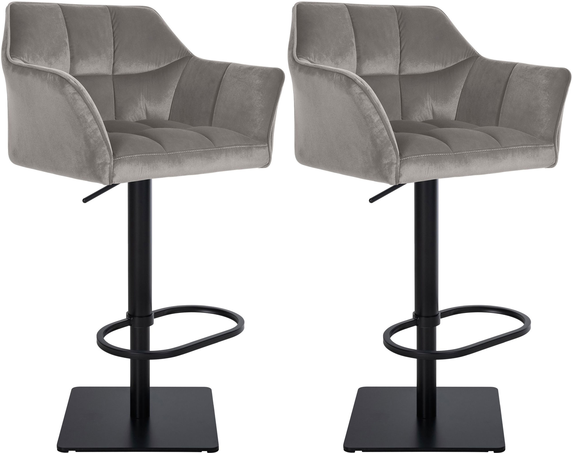 CLP 2er Set Barhocker Damaso Samt-Bezug I H&ouml;henverstellbarer Barstuhl Mit Metallgestell I Thekenhocker Mit Integrierter Fu&szlig;st&uuml;tze 