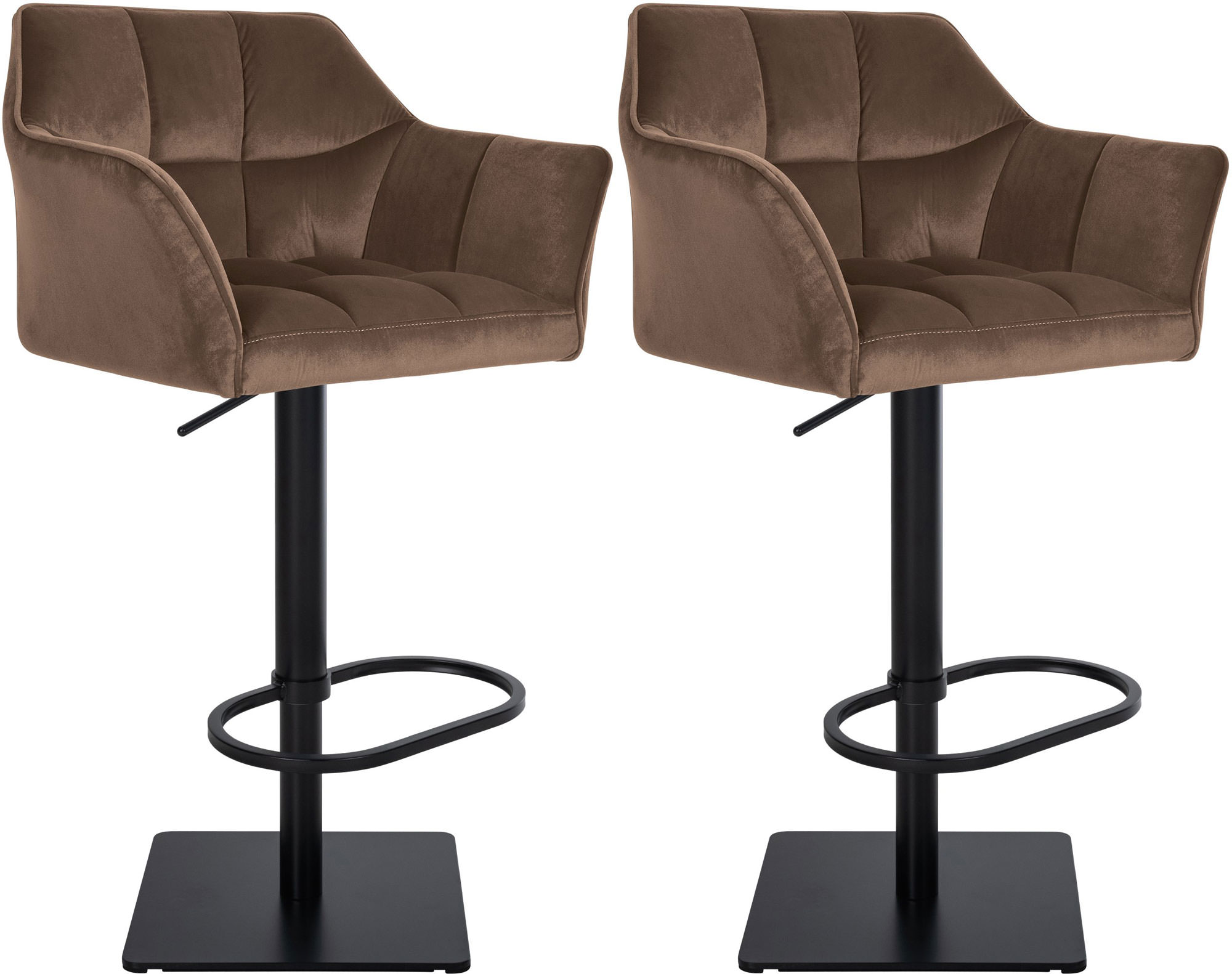 CLP 2er Set Barhocker Damaso Samt-Bezug I H&ouml;henverstellbarer Barstuhl Mit Metallgestell I Thekenhocker Mit Integrierter Fu&szlig;st&uuml;tze 