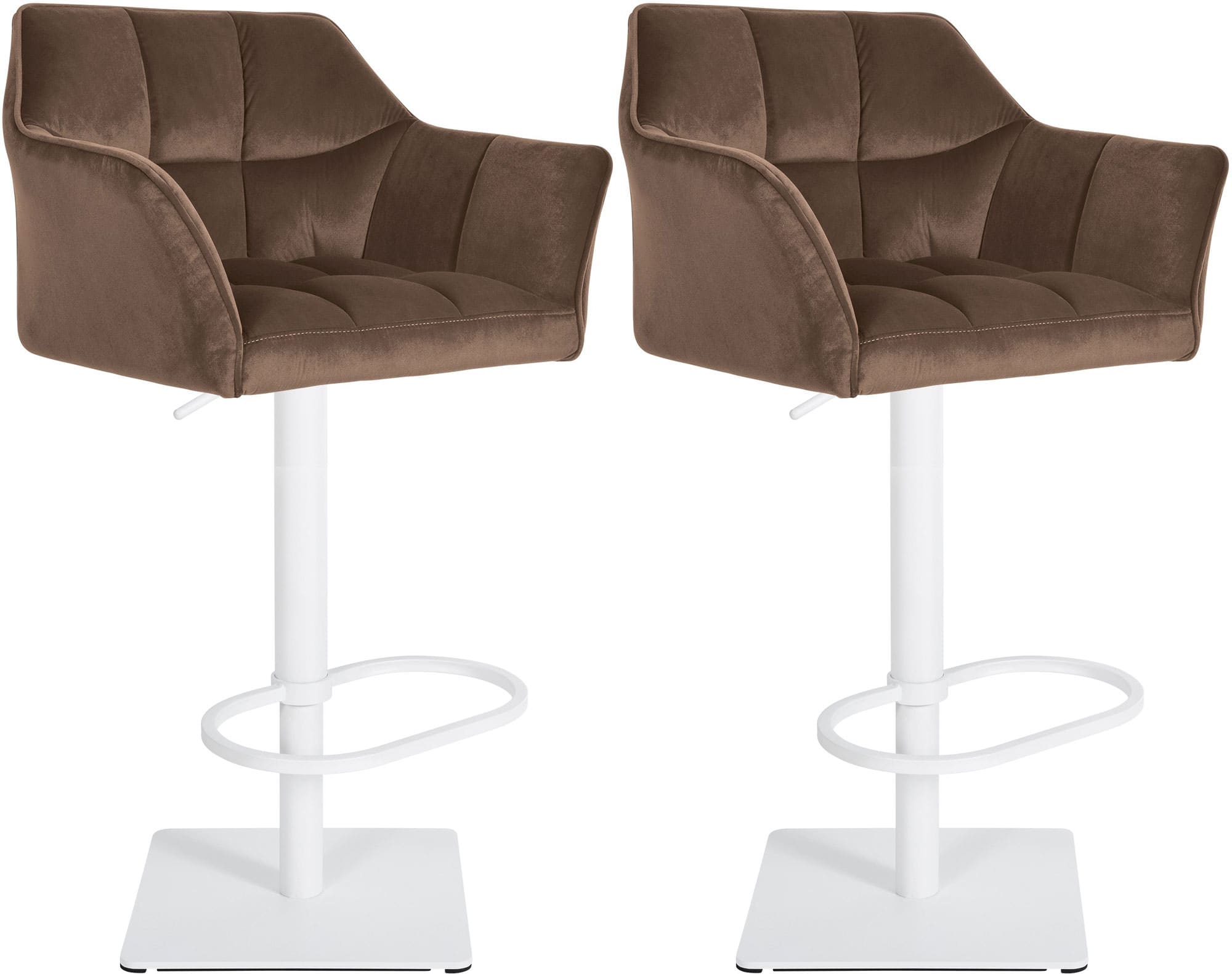 CLP 2er Set Barhocker Damaso Samt-Bezug I H&ouml;henverstellbarer Barstuhl Mit Metallgestell I Thekenhocker Mit Integrierter Fu&szlig;st&uuml;tze 