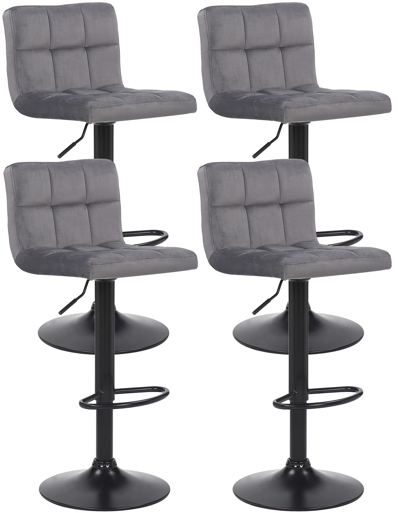 CLP 4er Set Barhocker Feni Samt Farbe: grau