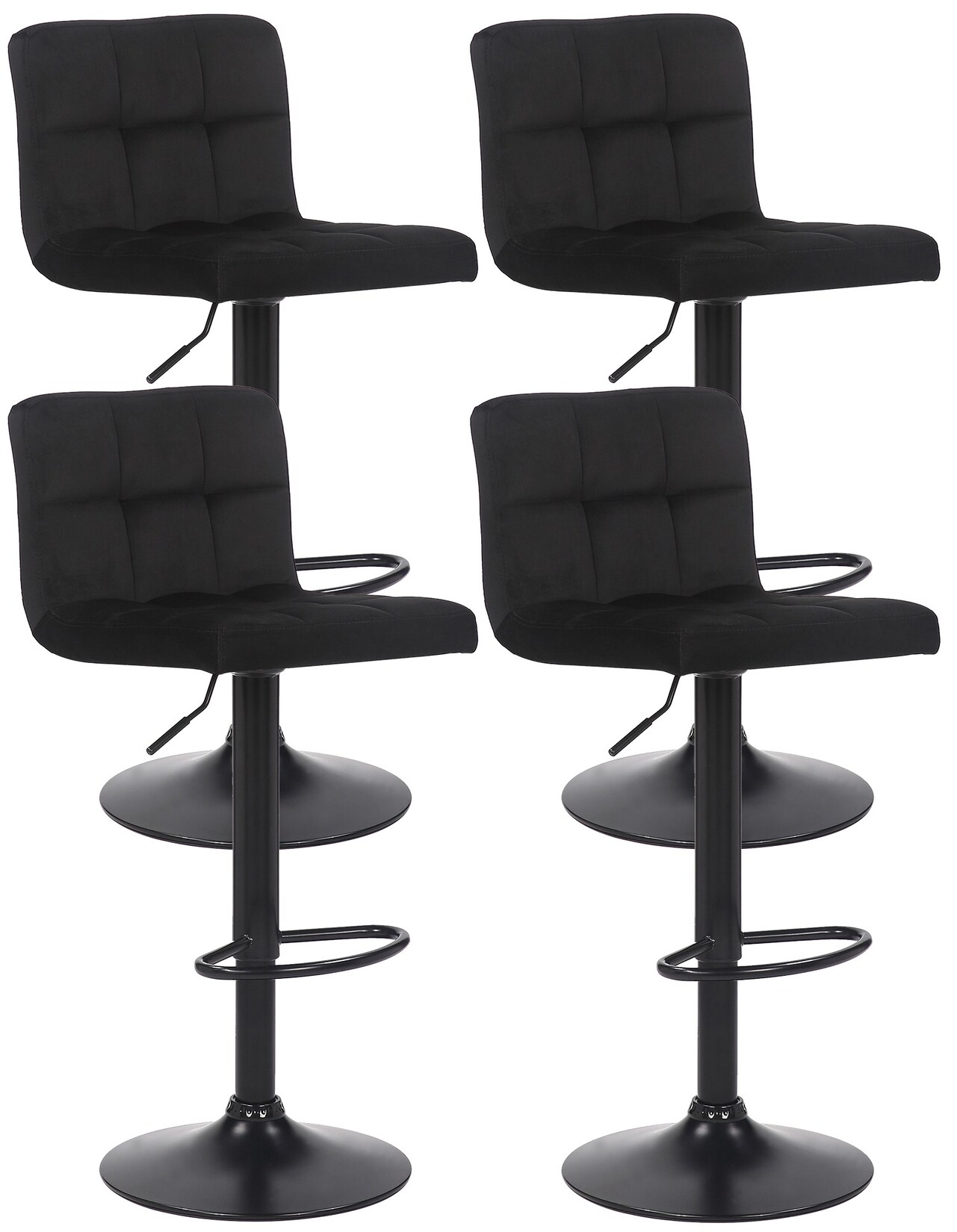 CLP 4er Set Barhocker Feni Samt Farbe: schwarz