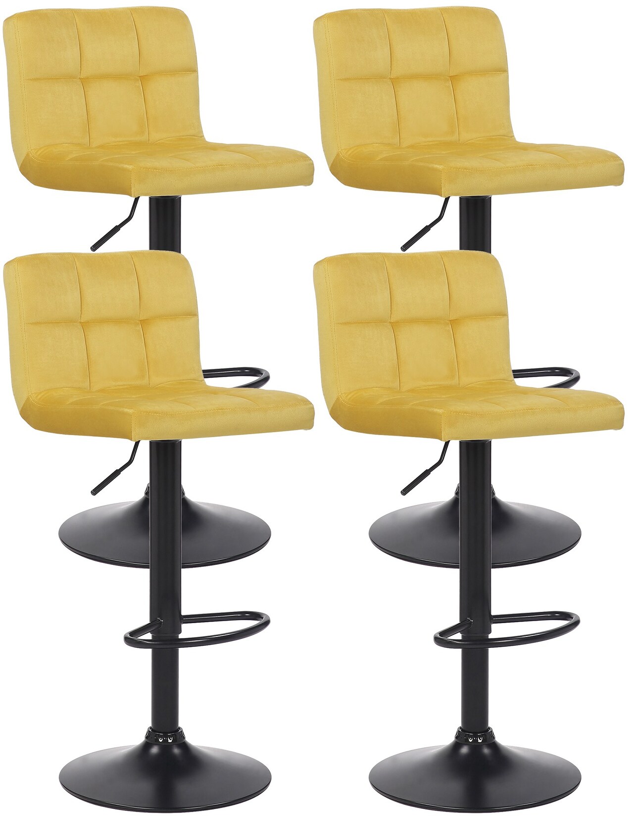 CLP 4er Set Barhocker Feni Samt Farbe: gelb