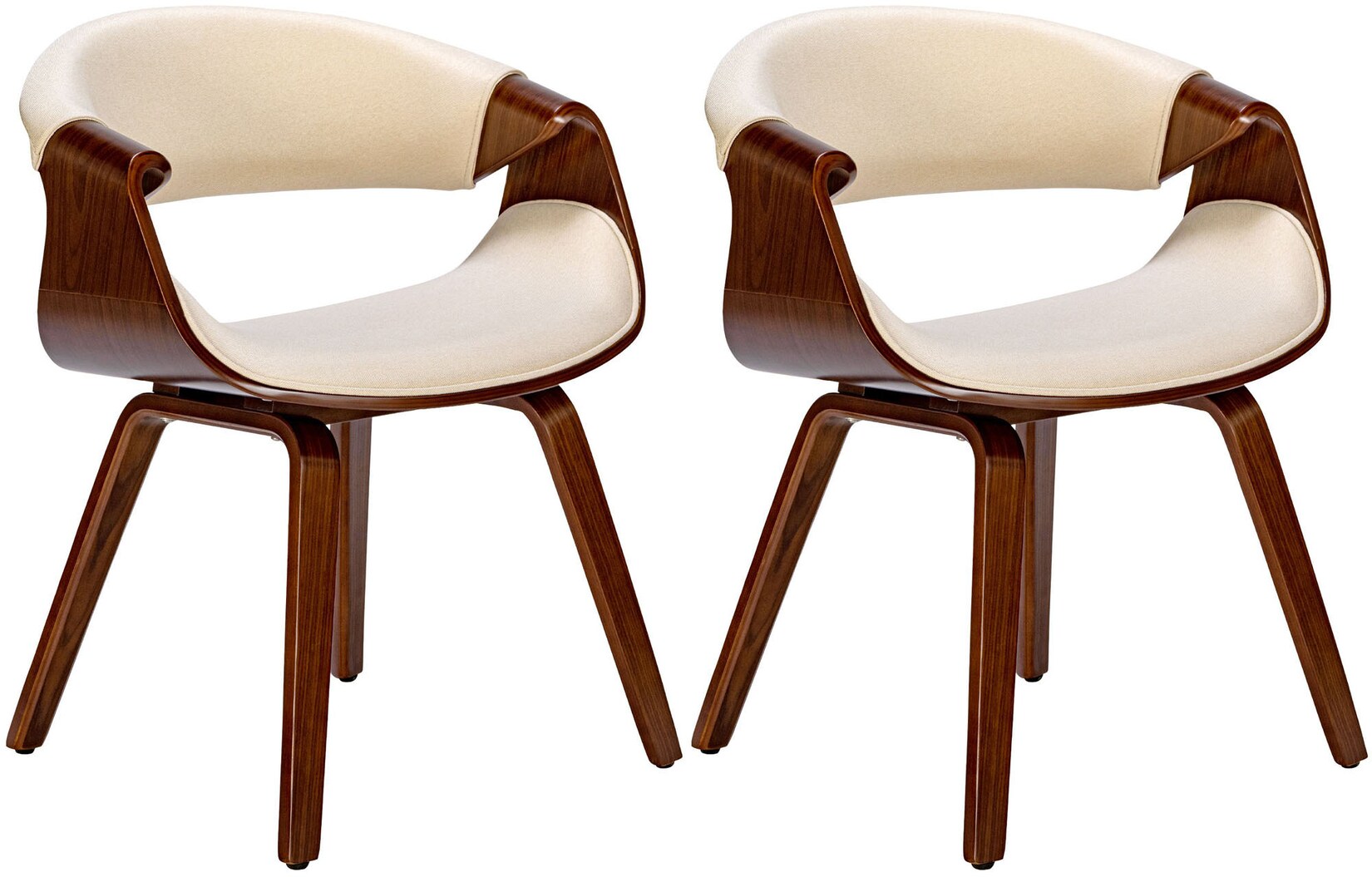 CLP 2er Set Esszimmerstuhl Foley Stoff - Farbe: walnuss/creme, Material: Stoff