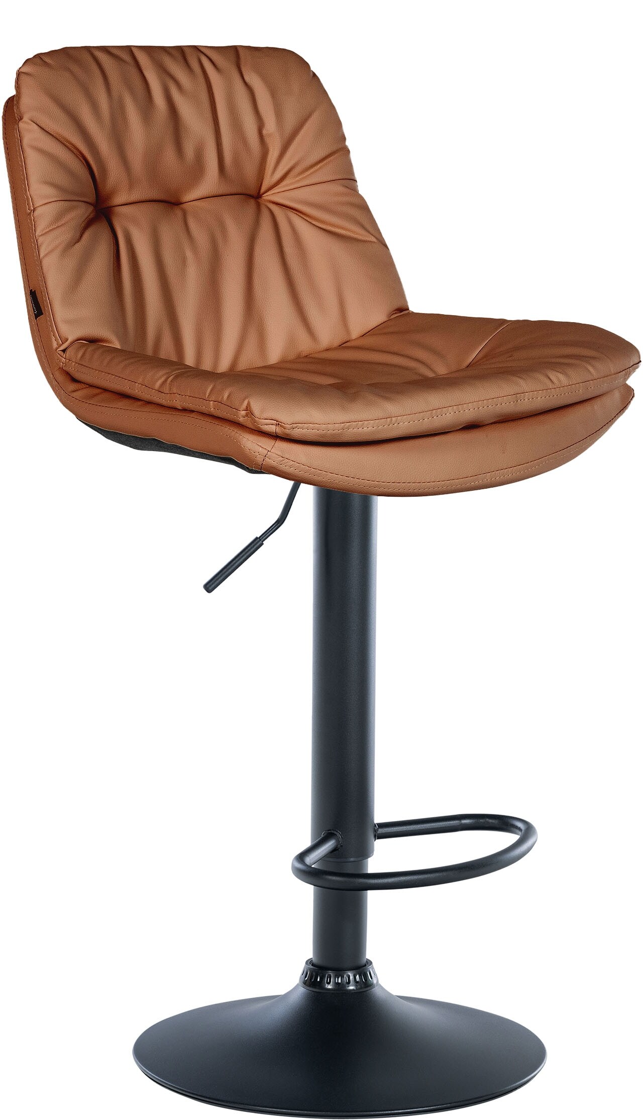 CLP Barhocker Laurel mit Kunstlederbezug I Barstuhl h&ouml;henverstellbar und drehbar I gepolsterter Tresenhocker mit Fu&szlig;st&uuml;tze und R&uuml;ckenlehne 