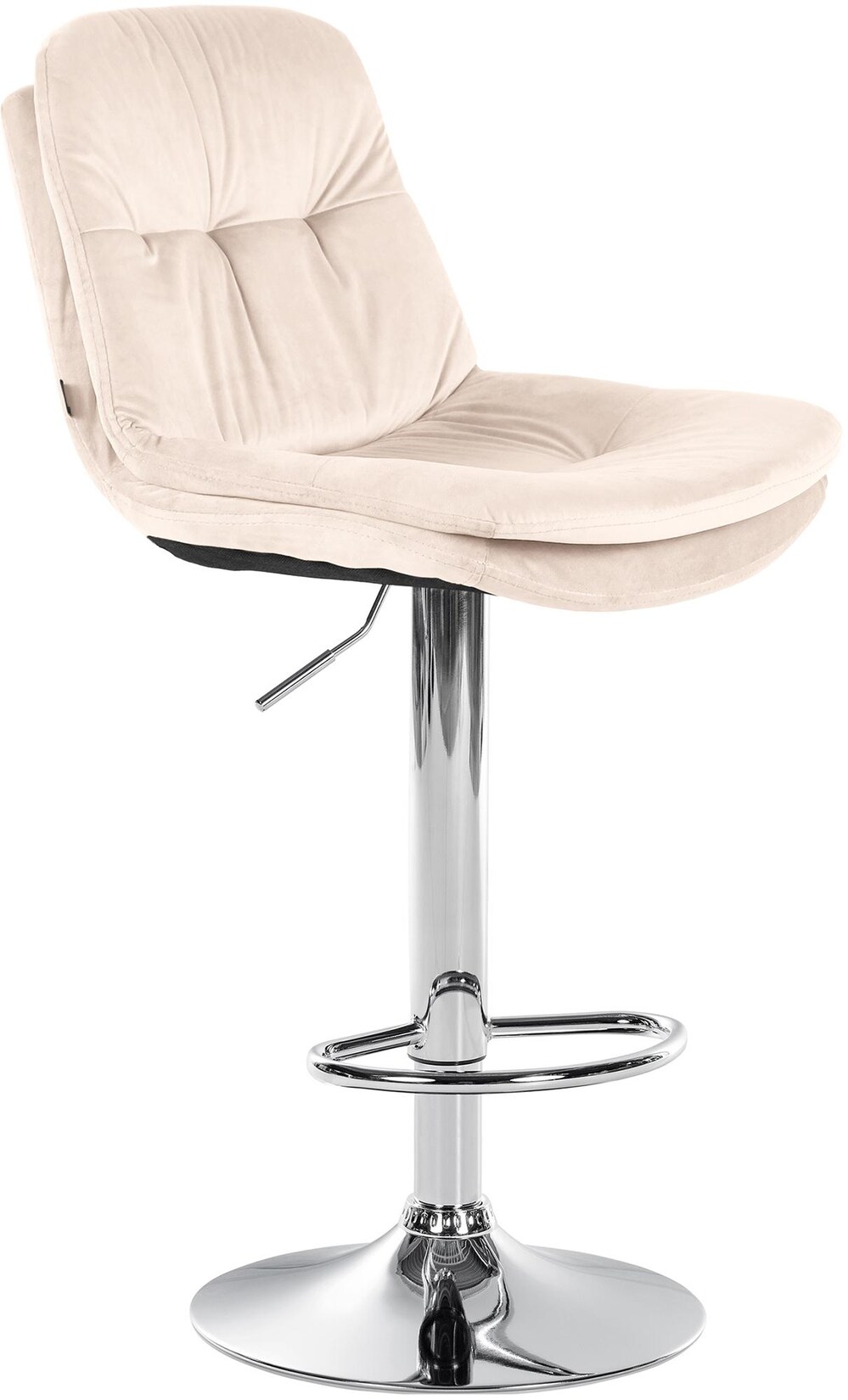 CLP Barhocker Laurel Samt chrom Farbe: creme, Material Gestell: Metall in Chromoptik
