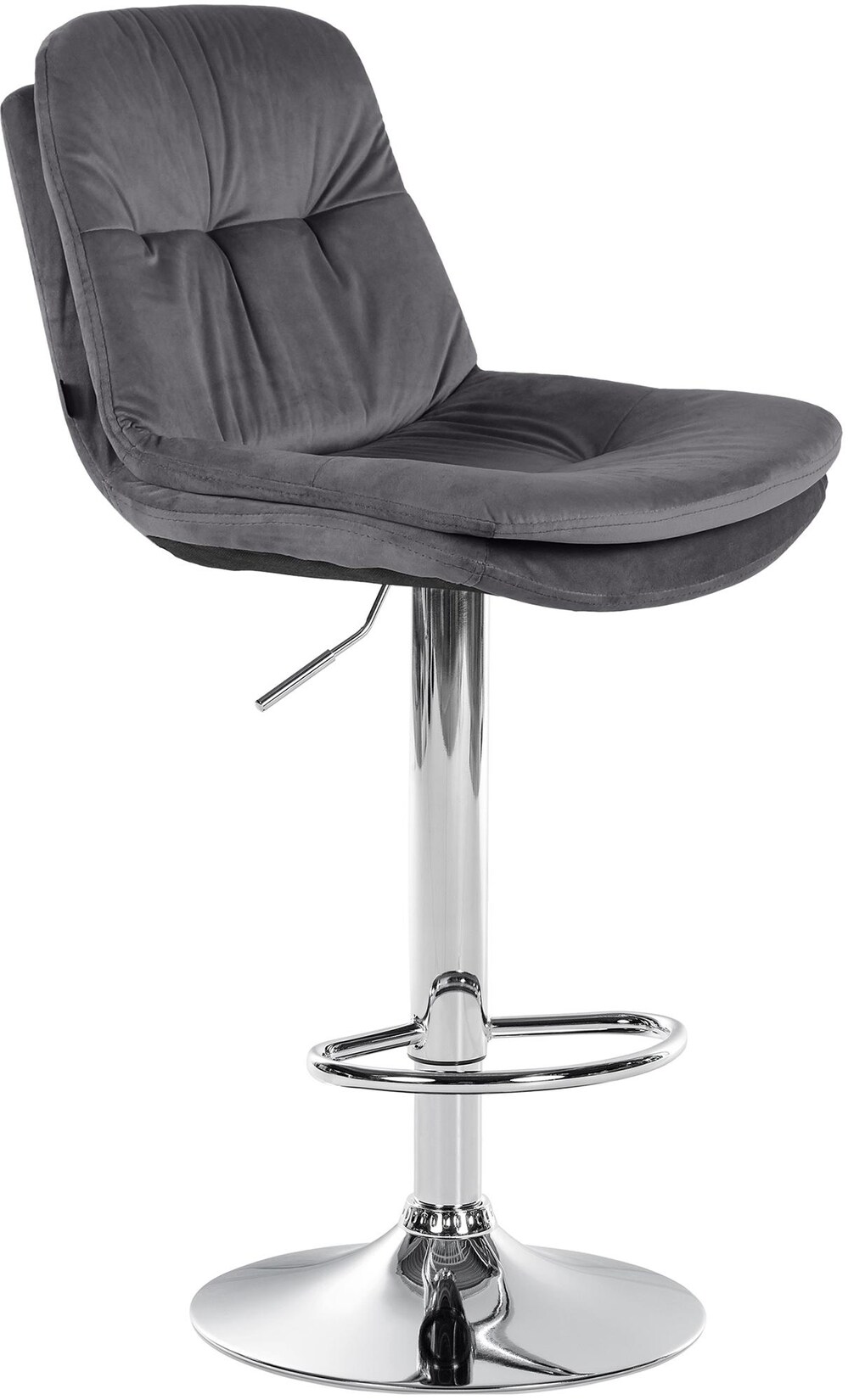 CLP Barhocker Laurel Samt chrom Farbe: dunkelgrau, Material Gestell: Metall in Chromoptik