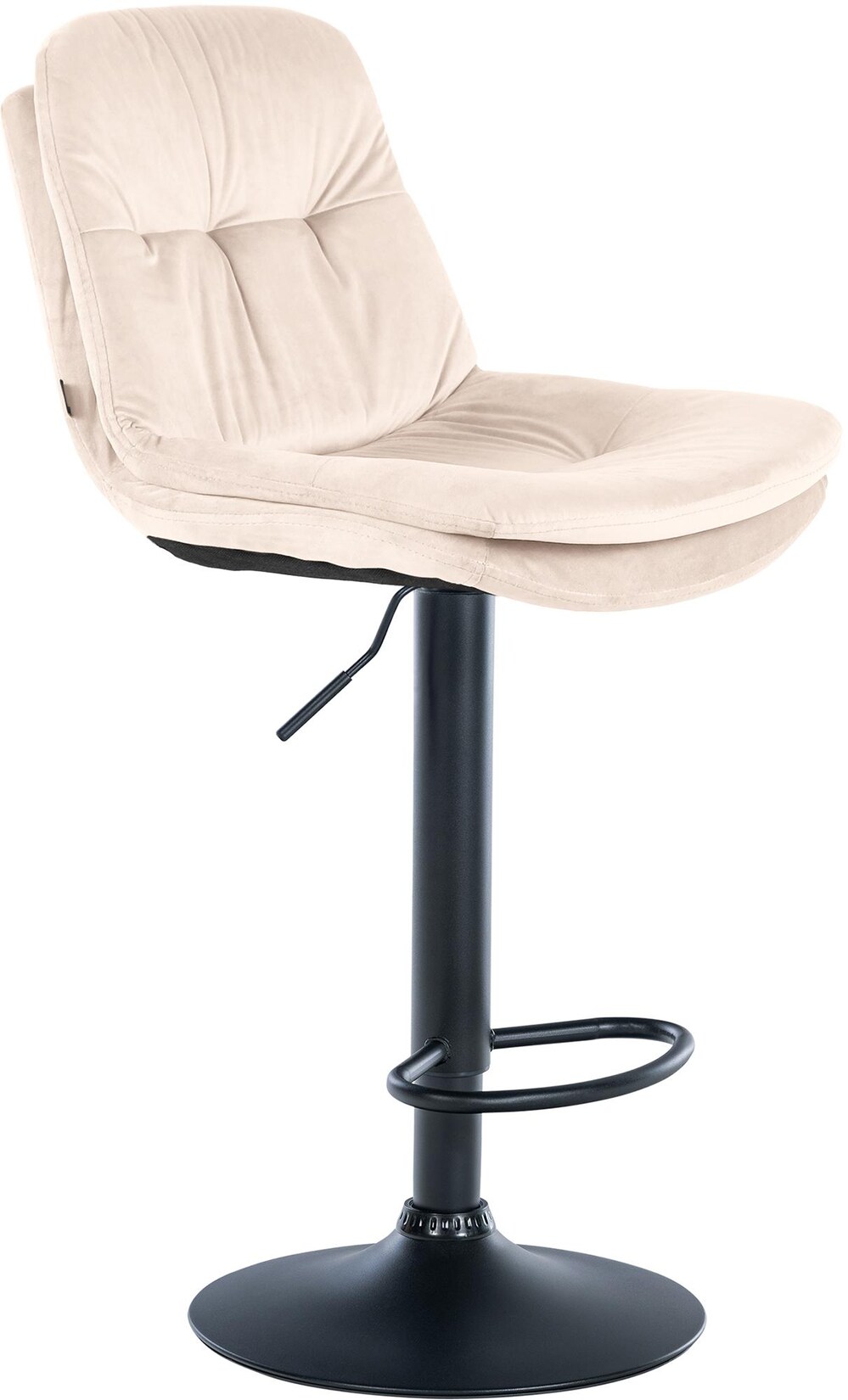 CLP Barhocker Laurel Samt schwarz Farbe: creme, Material Gestell: Metall matt schwarz