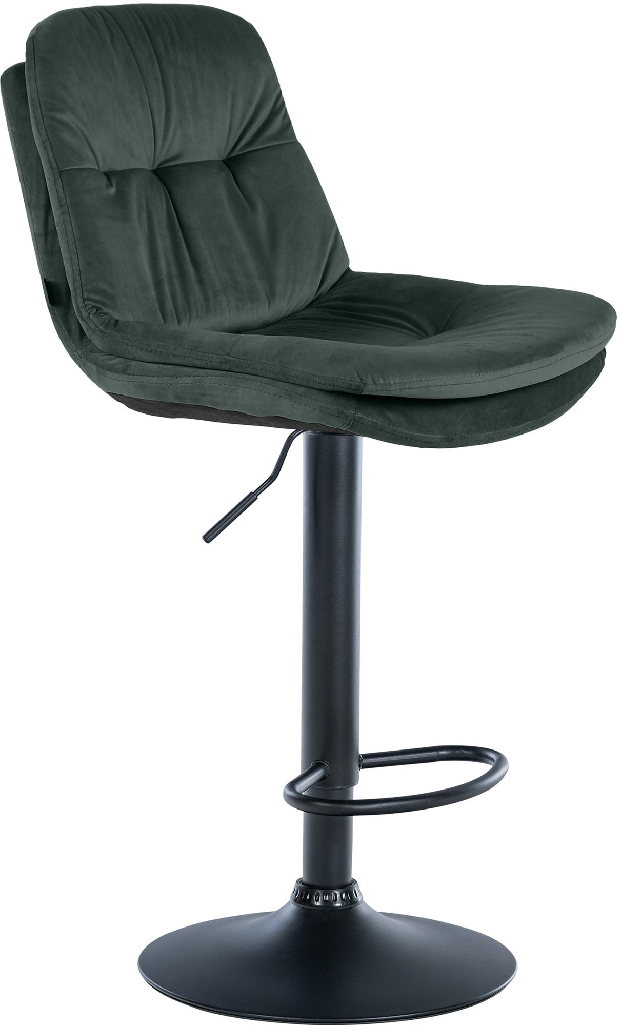 CLP Barhocker Laurel mit Samtbezug I Barstuhl h&ouml;henverstellbar und drehbar I gepolsterter Tresenhocker mit Fu&szlig;st&uuml;tze und R&uuml;ckenlehne 