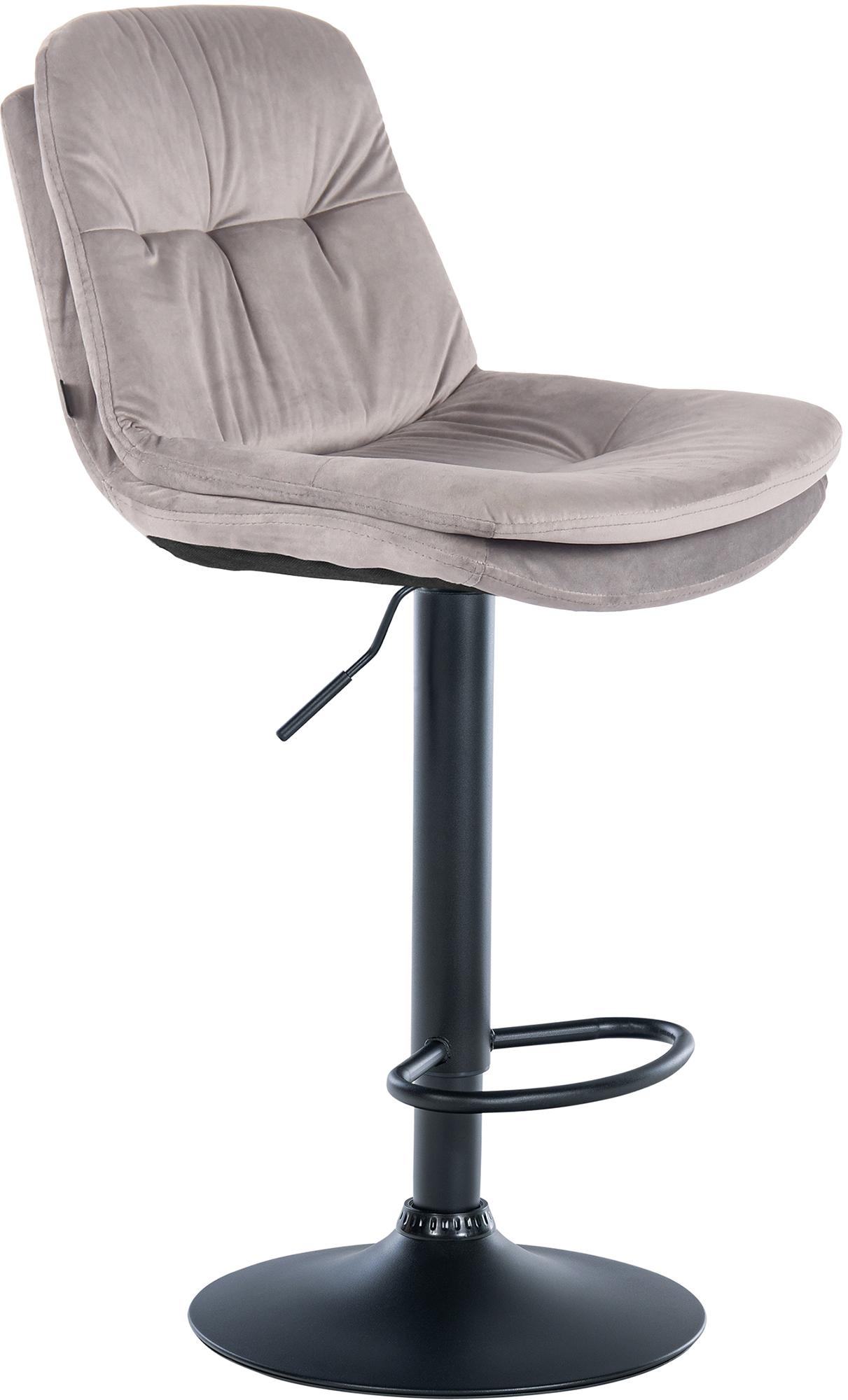 CLP Barhocker Laurel mit Samtbezug I Barstuhl h&ouml;henverstellbar und drehbar I gepolsterter Tresenhocker mit Fu&szlig;st&uuml;tze und R&uuml;ckenlehne 