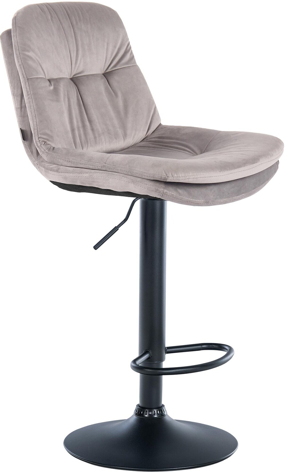 CLP Barhocker Laurel Samt schwarz Farbe: grau, Material Gestell: Metall matt schwarz